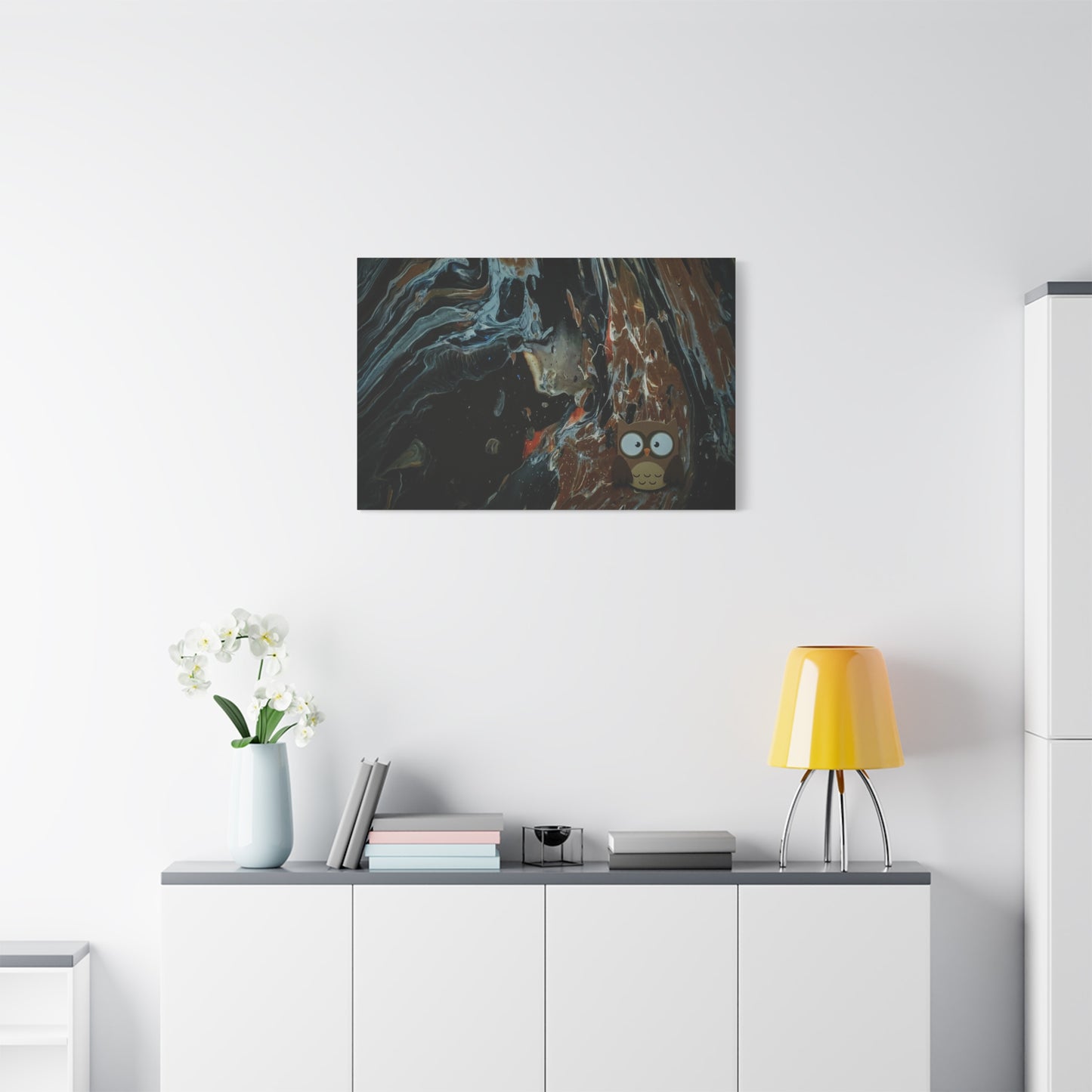 Abstract Swirl Owl Matte Canvas Print