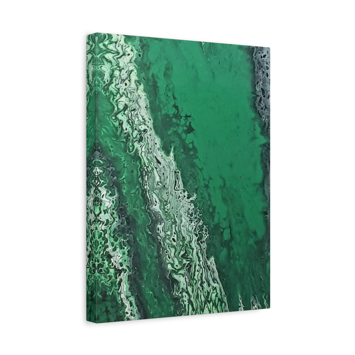Emerald Wave Abstract Canvas Print — Matte Stretched Wall Art