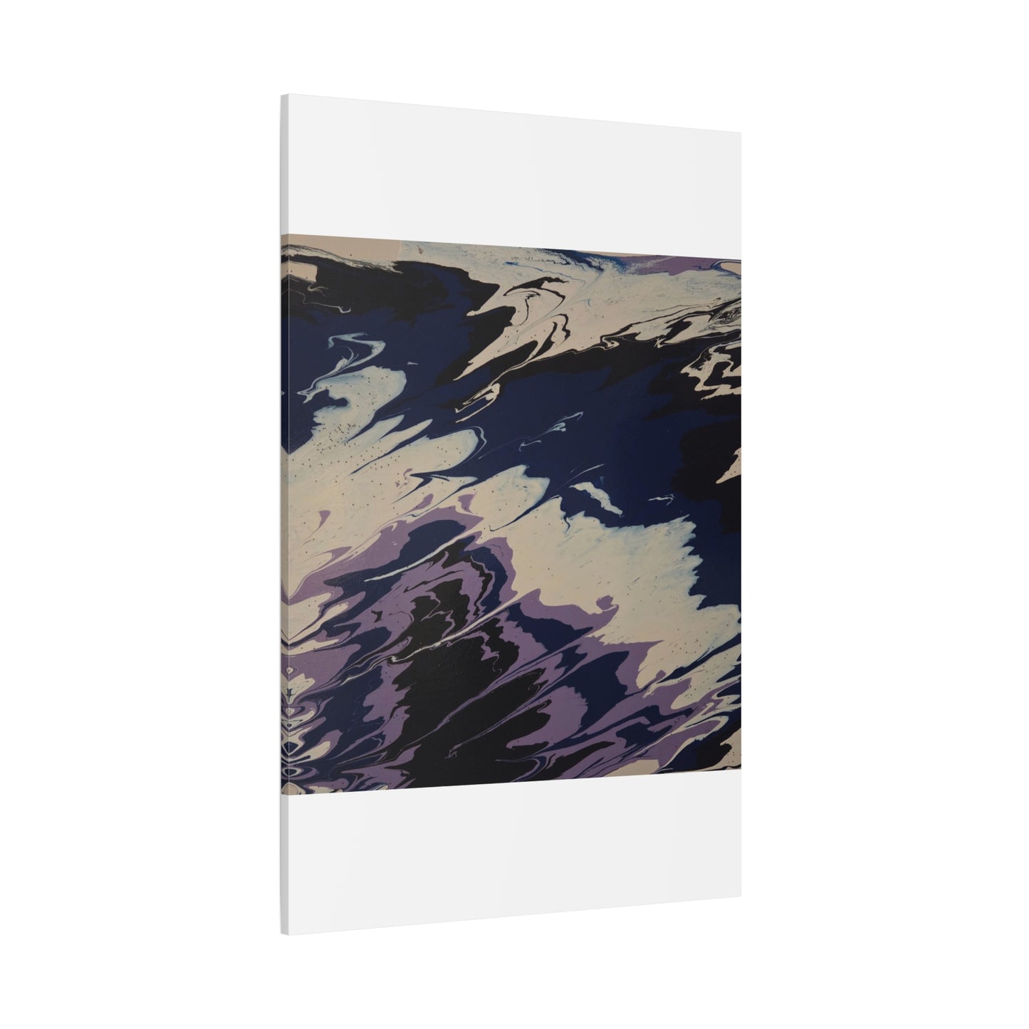 Abstract Navy & Lavender Wave Matte Stretched Canvas (1.25")