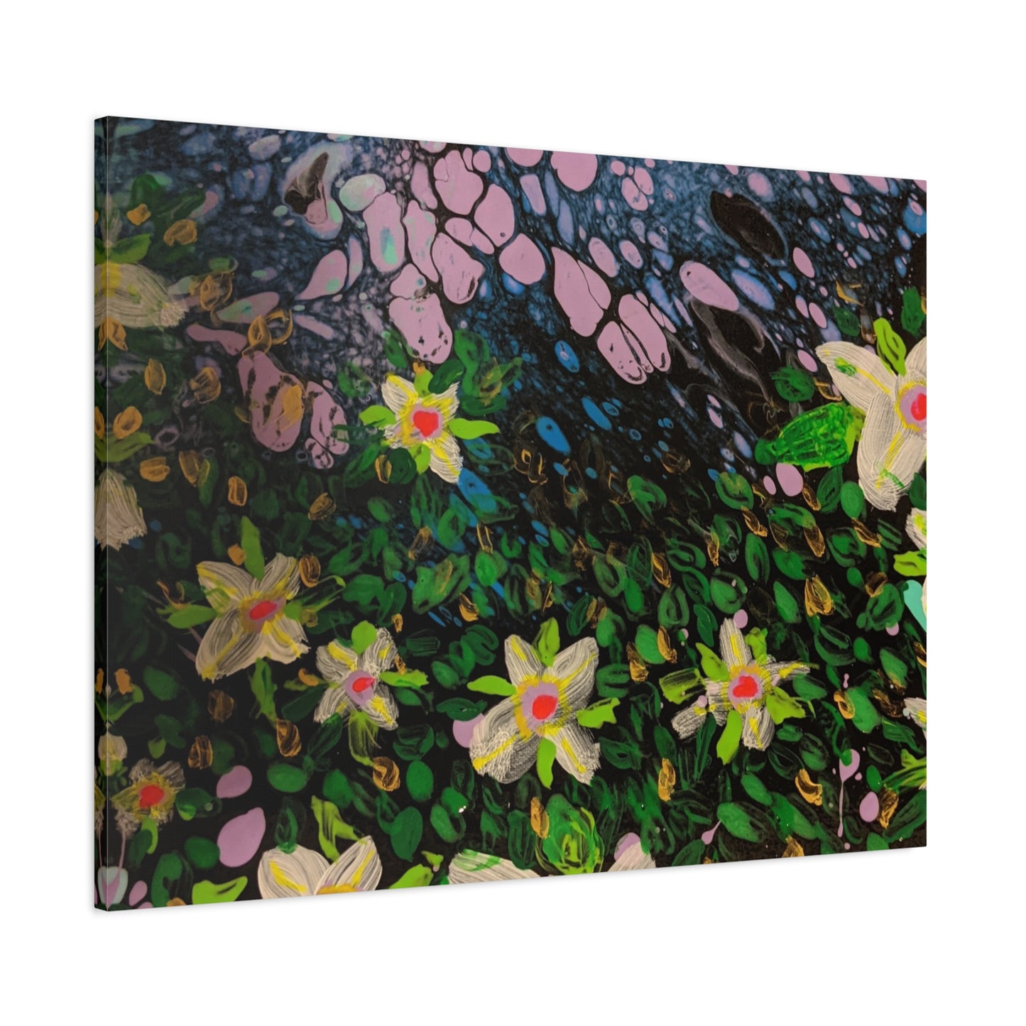 Floetrol&Flowers - Night Pour Garden Matte Canvas Print — Stretched Wall Art