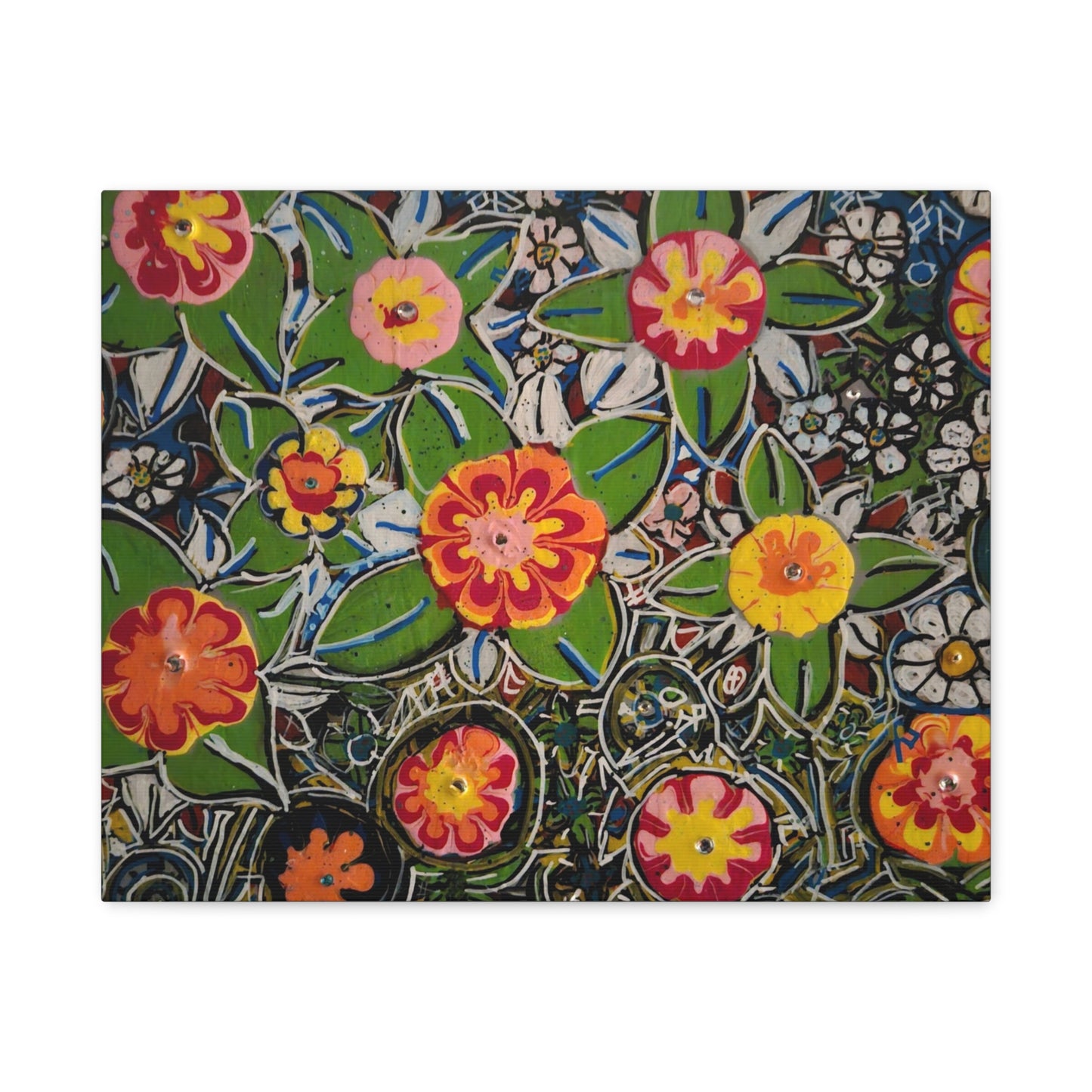 Urban_gardening-04 - Floral Pop Matte Stretched Canvas – Colorful Hand-Painted Garden Wall Art