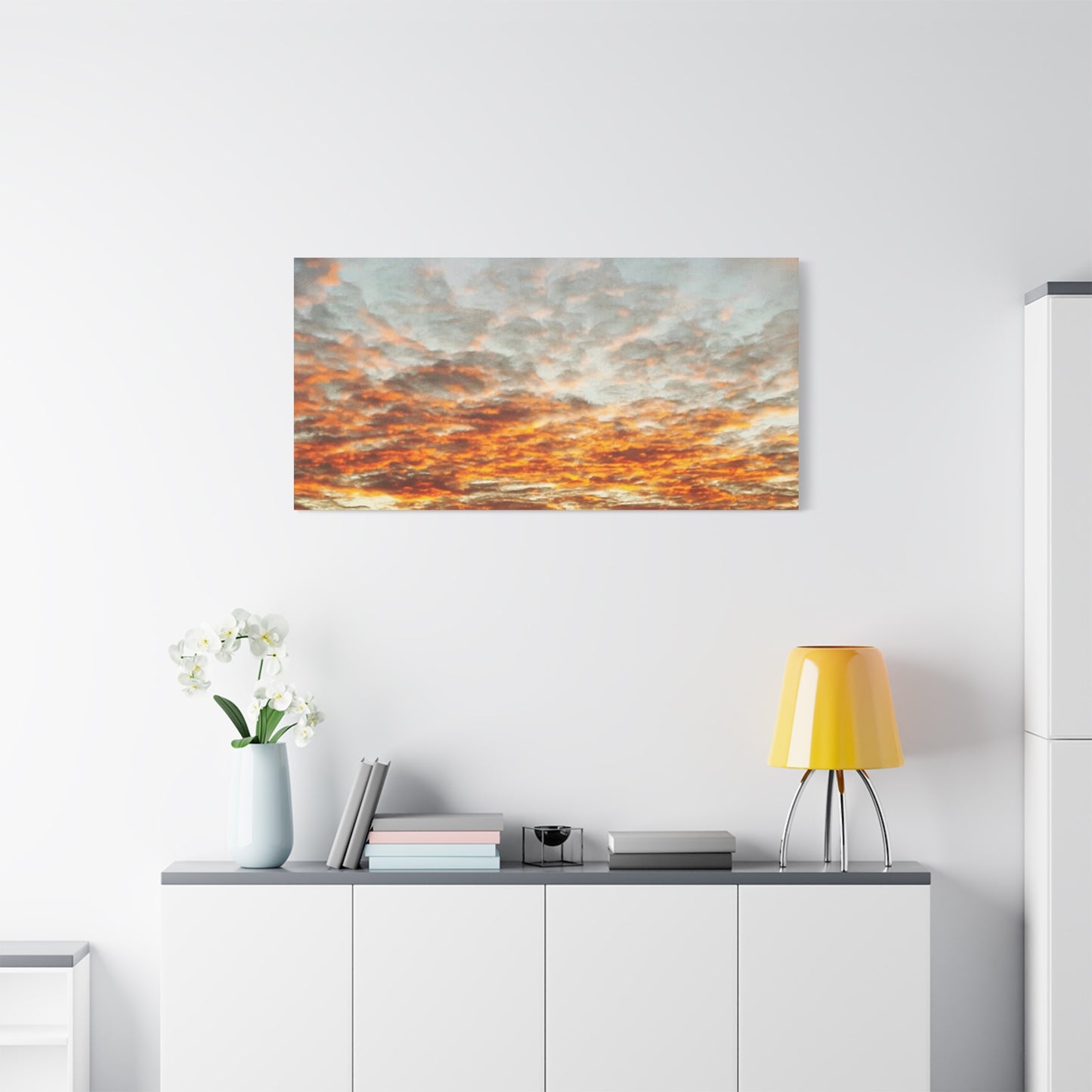 Sunset Sky Canvas Print — Orange Cloudscape Matte Stretched Wall Art