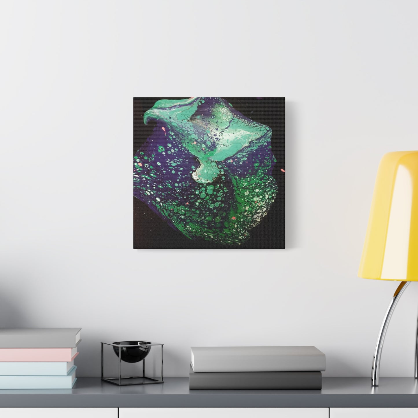 Abstract Green & Teal Fluid Art Canvas Print - Matte Stretched Wall Art