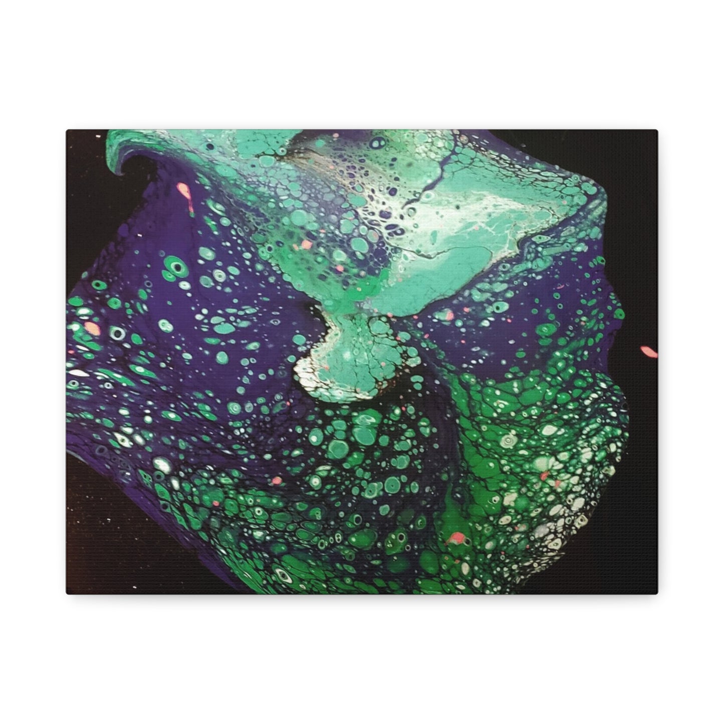 Abstract Green & Teal Fluid Art Canvas Print - Matte Stretched Wall Art