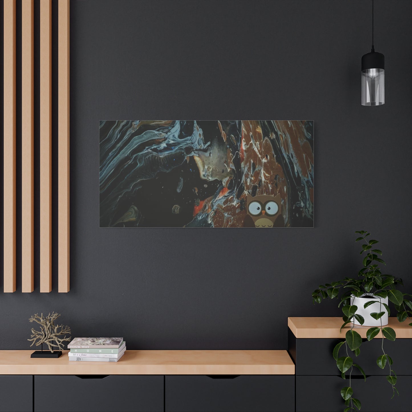 Abstract Swirl Owl Matte Canvas Print