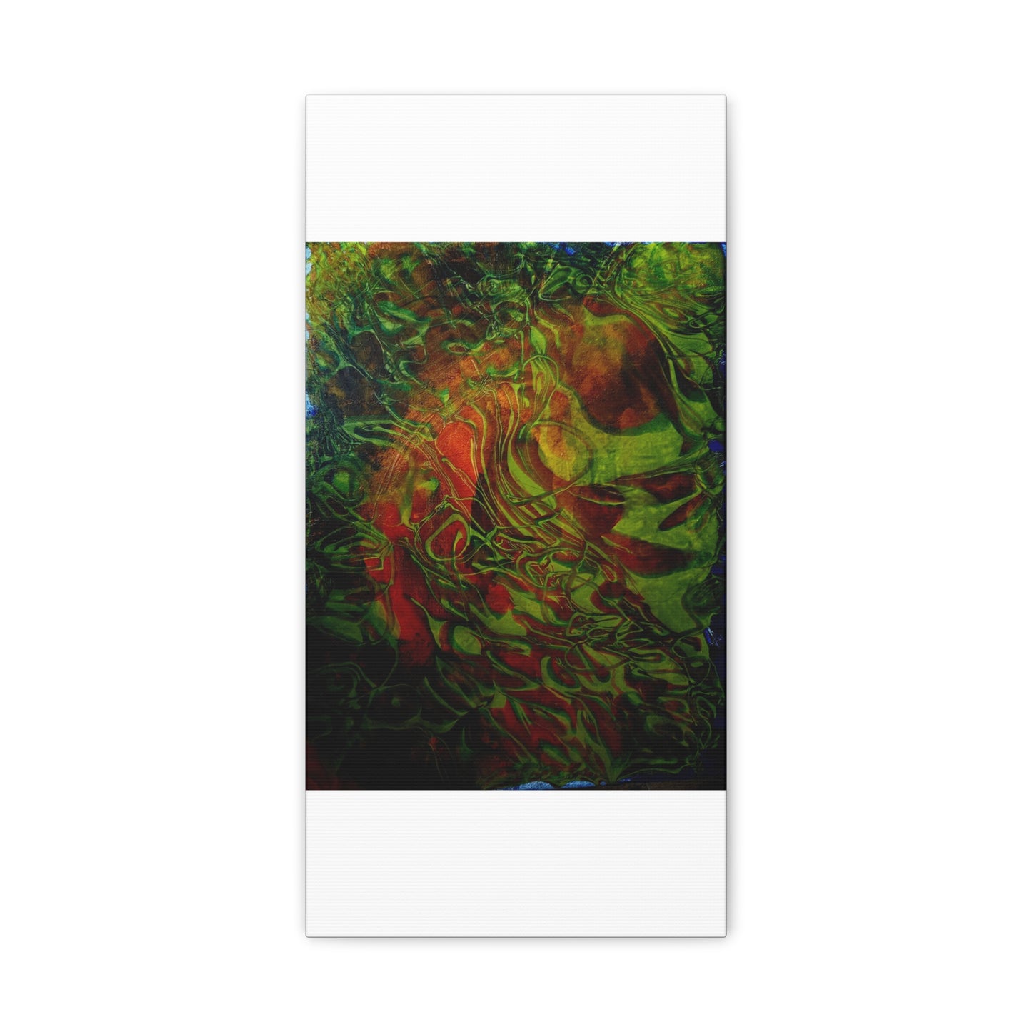 Abstract Green & Red Fluid Art Canvas Print