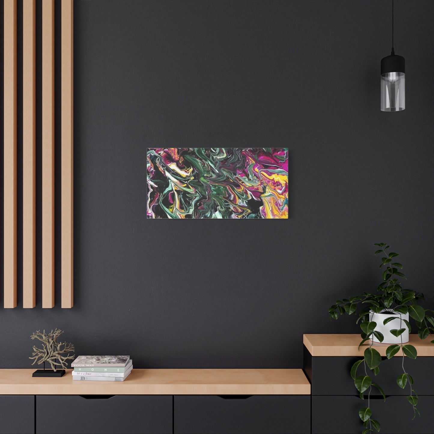 chaos in the garden - Abstract Fluid Art Matte Canvas Print - Colorful Swirl Wall Art