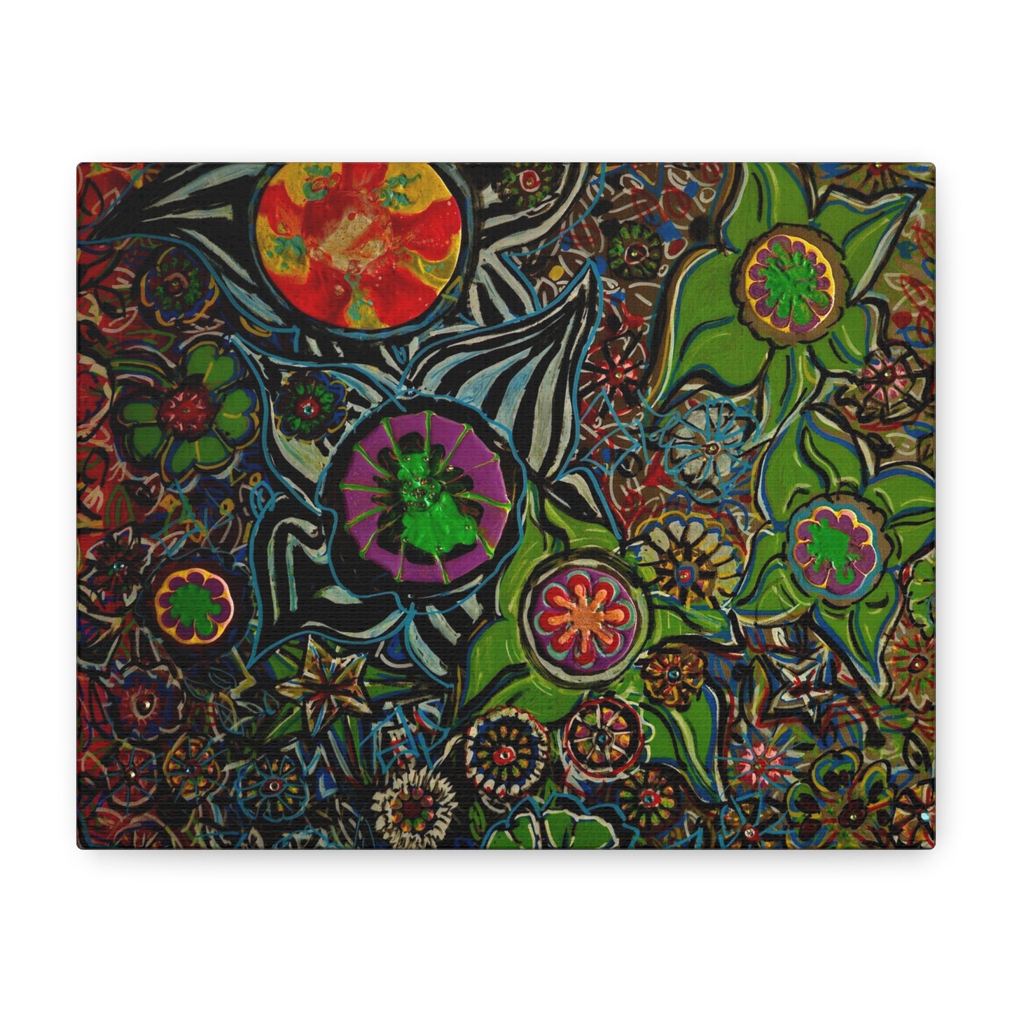 Urban_gardening-03 - Psychedelic Floral Canvas Print — Vibrant Abstract Garden Wall Art