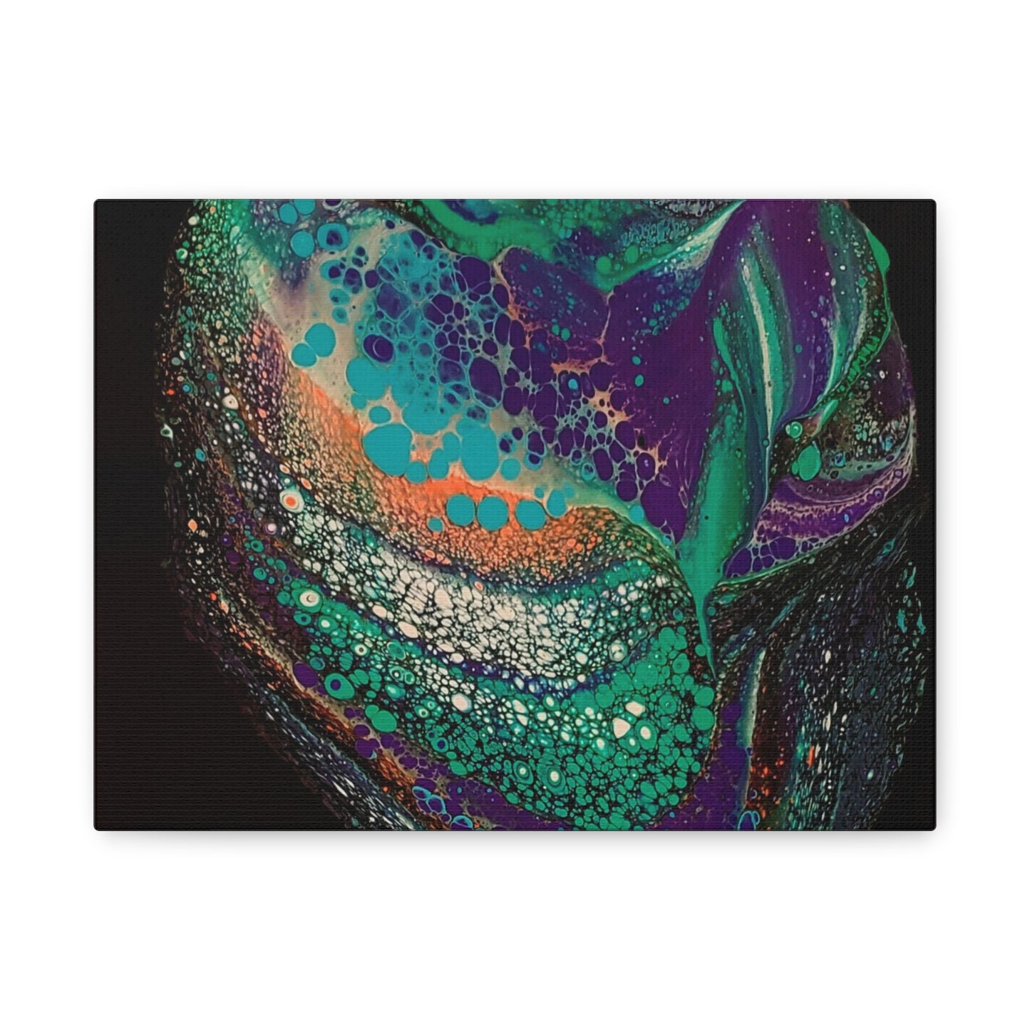 Abstract Fluid Art Canvas Print — Teal, Purple & Gold Swirl Matte Stretched Wall Art