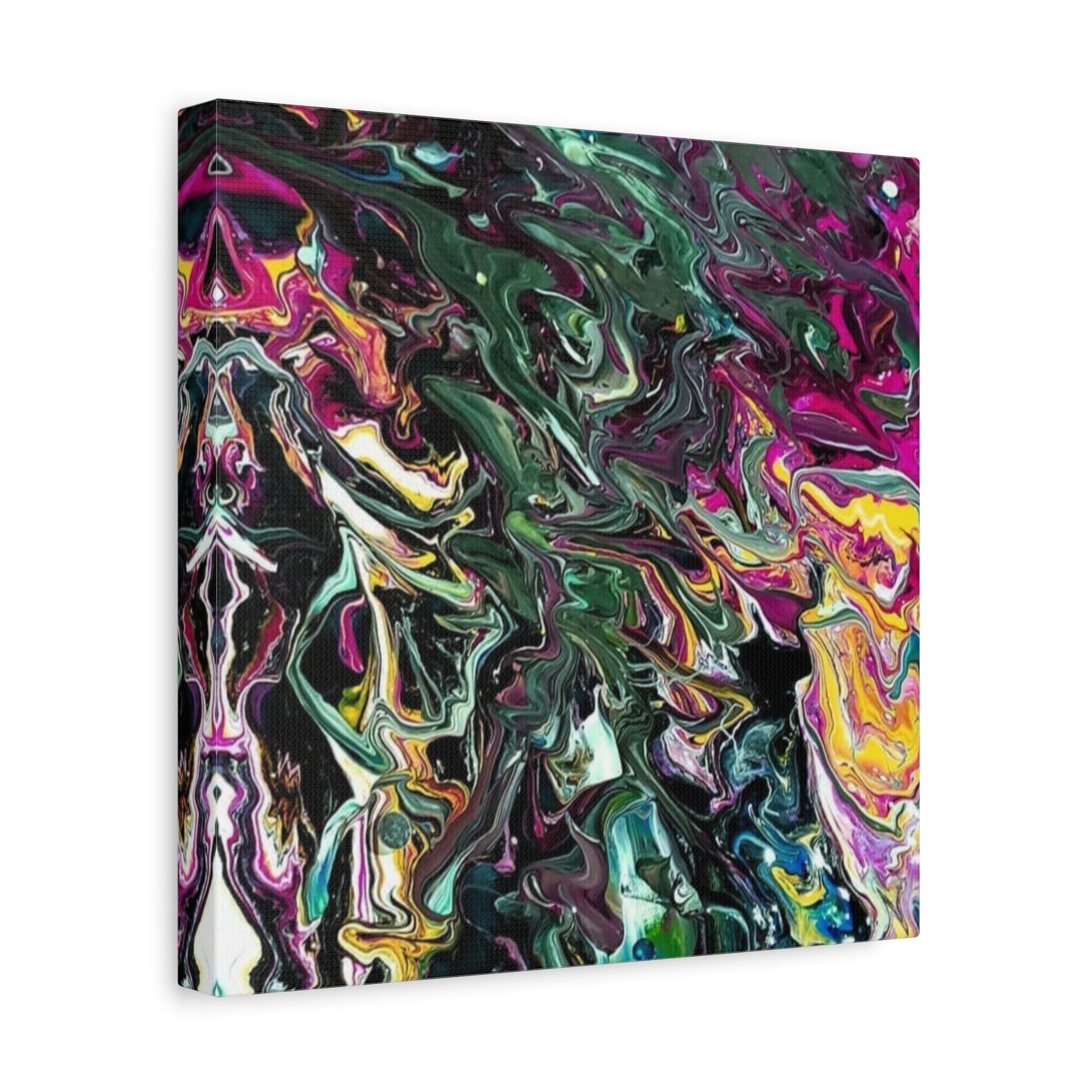 chaos in the garden - Abstract Fluid Art Matte Canvas Print - Colorful Swirl Wall Art