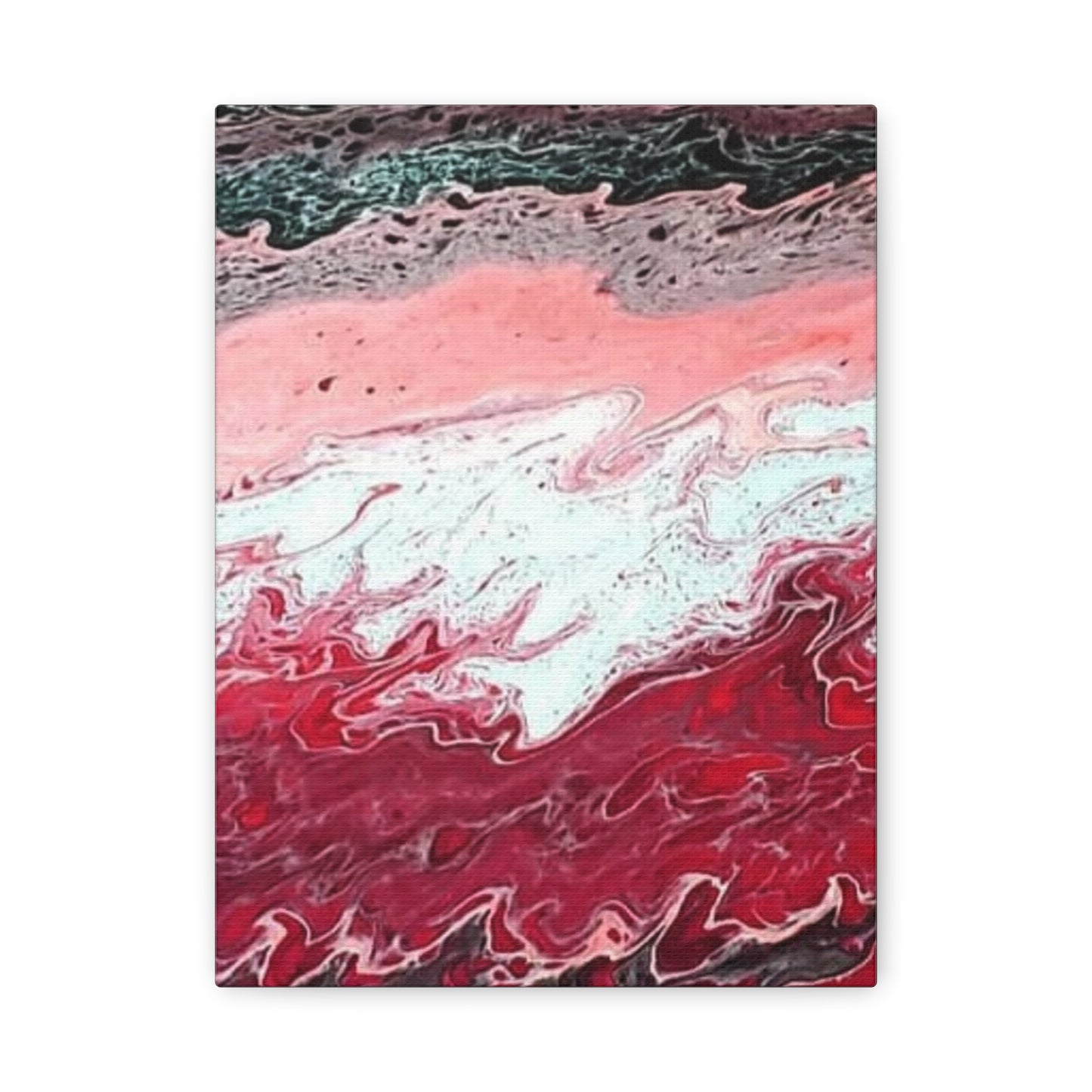 Abstract Pink & Red Fluid Art Canvas — Matte Stretched Wall Art