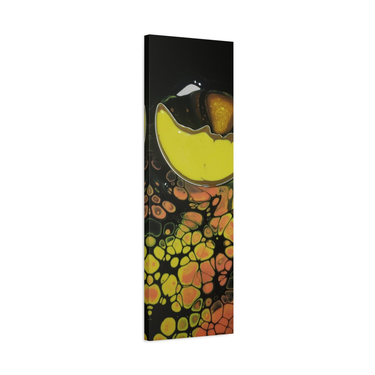 Abstract Fluid Art Canvas Print — Yellow & Black Cell Pour