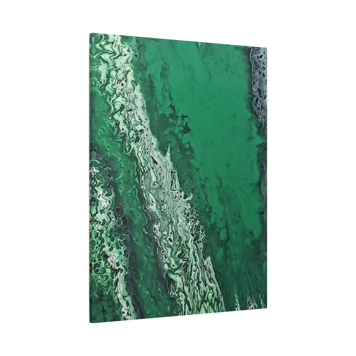 Emerald Wave Abstract Canvas Print — Matte Stretched Wall Art