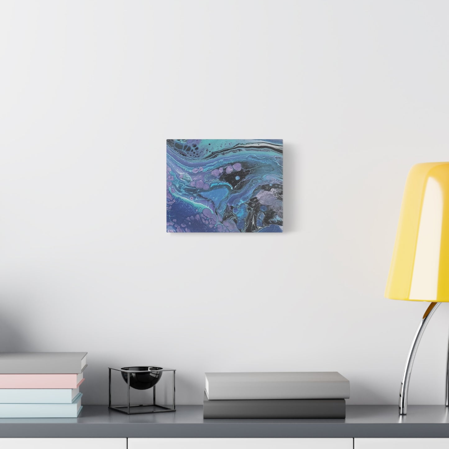 Abstract Ocean Wave Matte Canvas Print — Blue & Purple Fluid Art, Stretched 1.25"