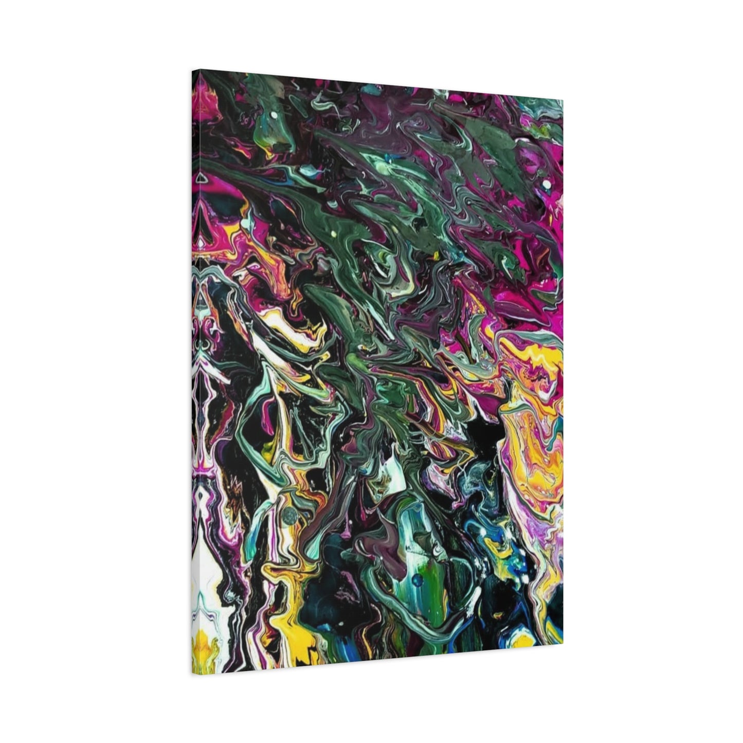 chaos in the garden - Abstract Fluid Art Matte Canvas Print - Colorful Swirl Wall Art