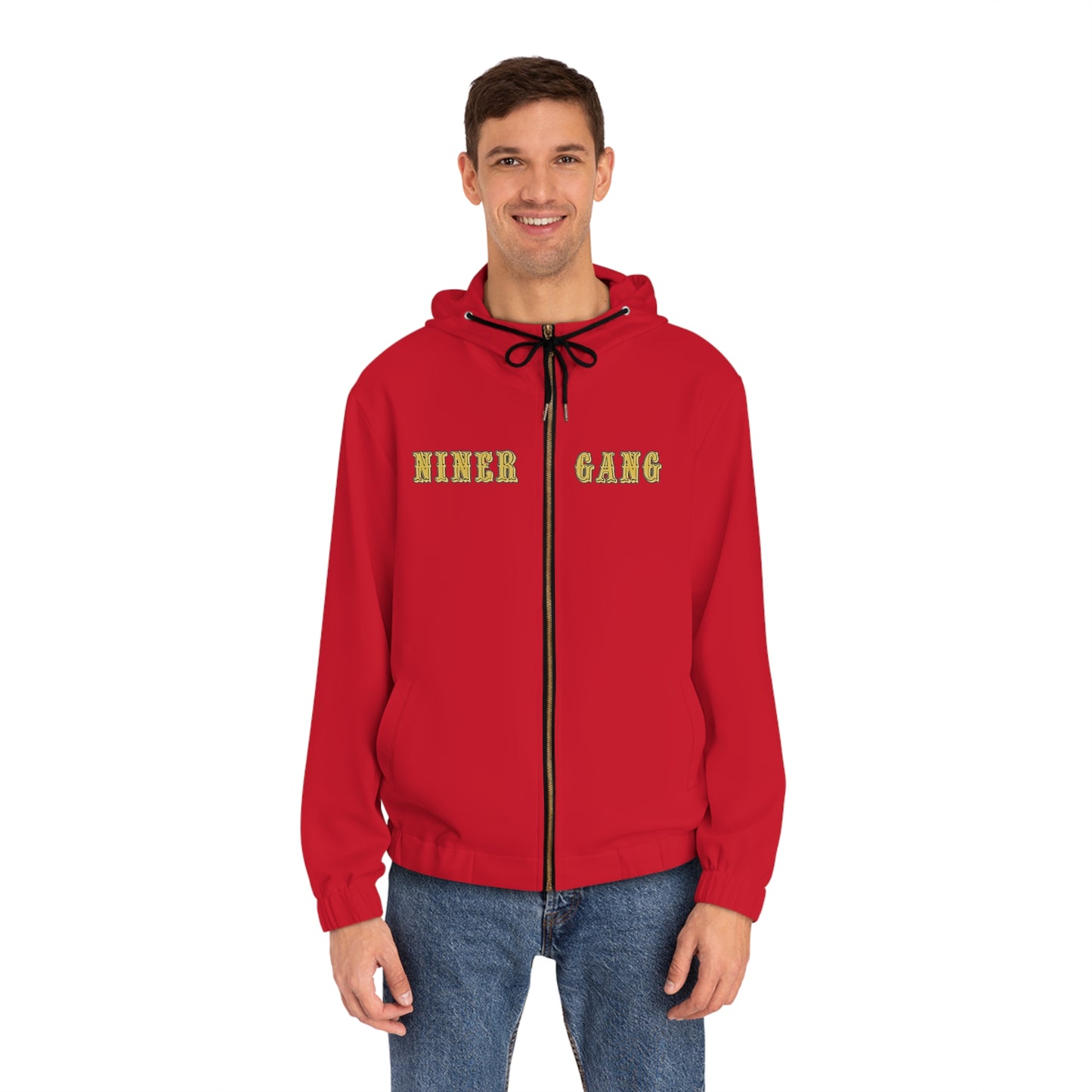 Niner Gang Full‑Zip Hoodie — Gold Football Team Zip Jacket