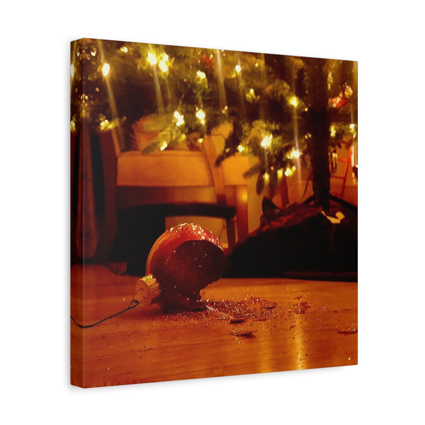 Christmas Tree Ornament Photo Canvas – Cozy Holiday Still Life Wall Art