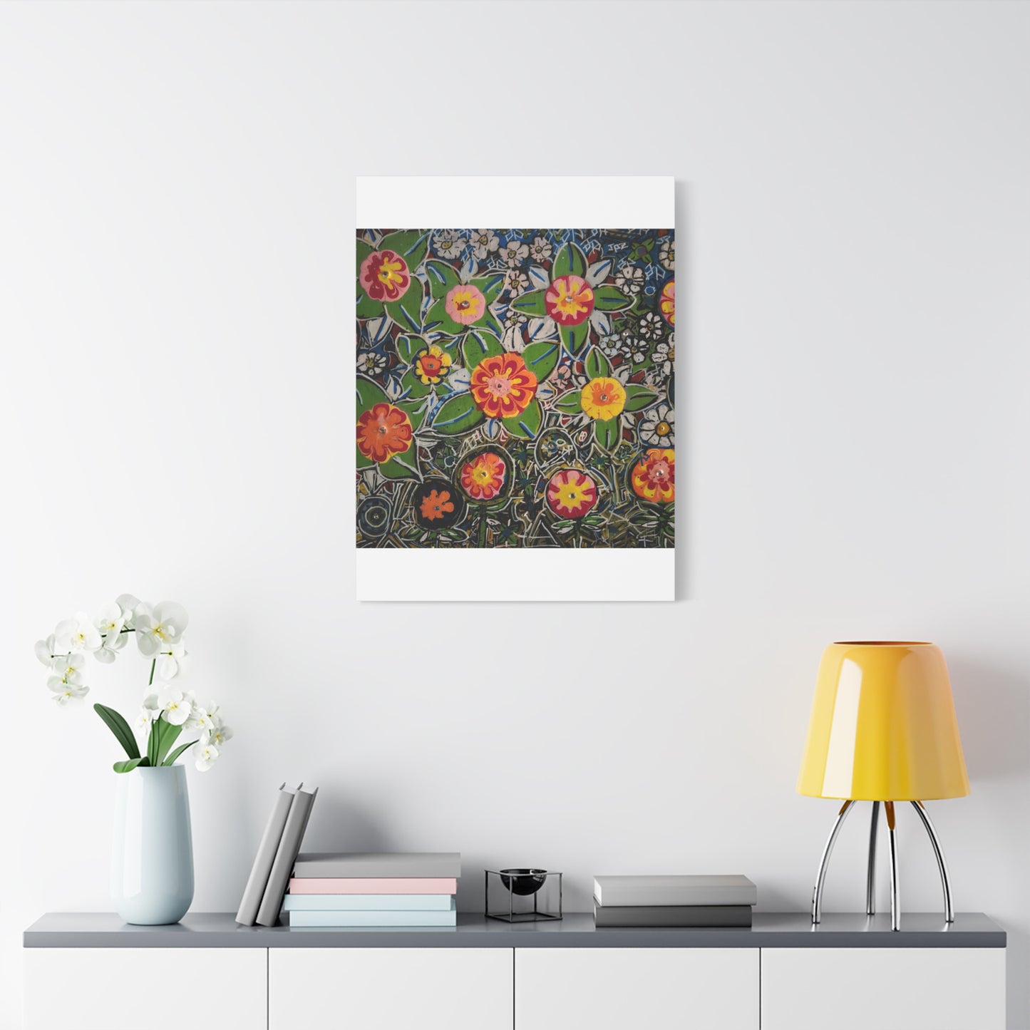 Urban_gardening-04 - Floral Pop Matte Stretched Canvas – Colorful Hand-Painted Garden Wall Art