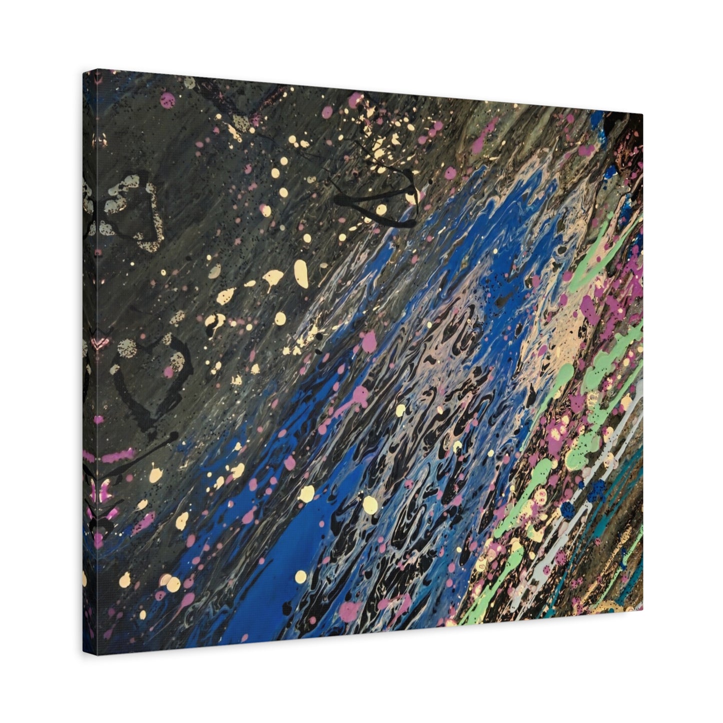 Abstract Splatter Matte Canvas Print — Colorful Fluid Art Wall Decor, Stretched 1.25"