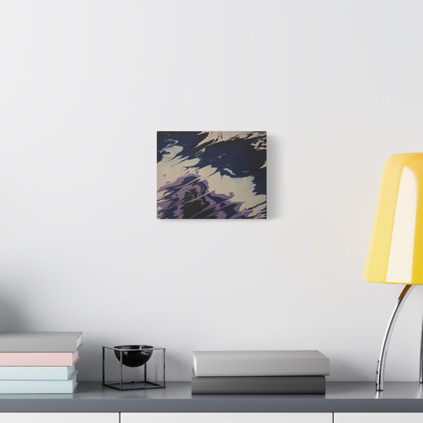 Abstract Navy & Lavender Wave Matte Stretched Canvas (1.25")