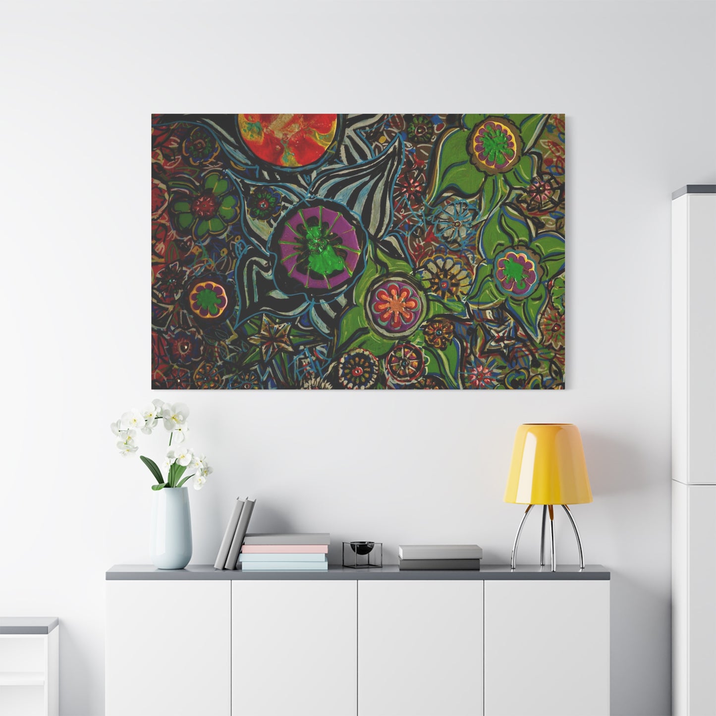 Urban_gardening-03 - Psychedelic Floral Canvas Print — Vibrant Abstract Garden Wall Art