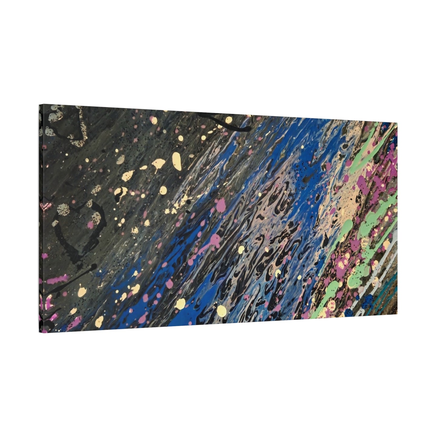 Abstract Splatter Matte Canvas Print — Colorful Fluid Art Wall Decor, Stretched 1.25"