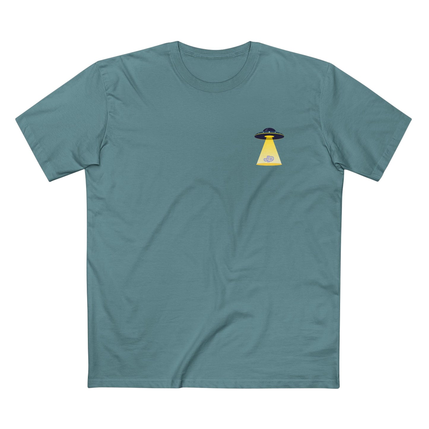 UFO Chest Pocket Tee — Retro Rocket Back Graphic Shirt