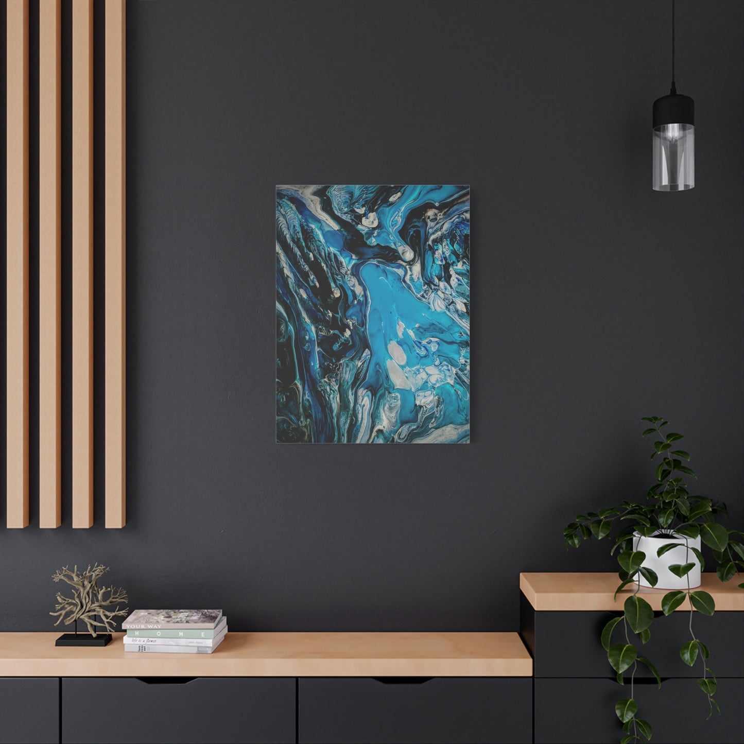 Blue Ocean Abstract Matte Canvas Print — Stretched Wall Art