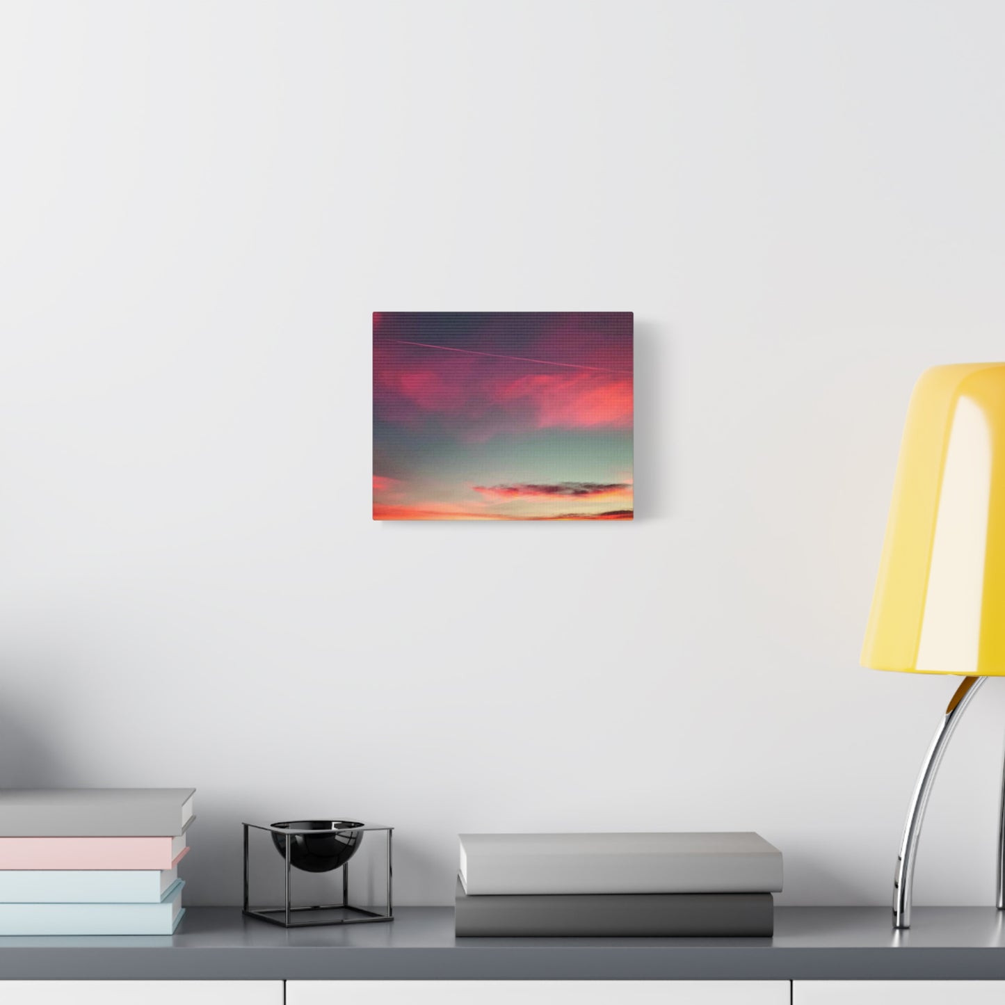 pink sky at morning - Horizon Matte Canvas Print — Vibrant Pink & Teal Sky Wall Art, Stretched 1.25"