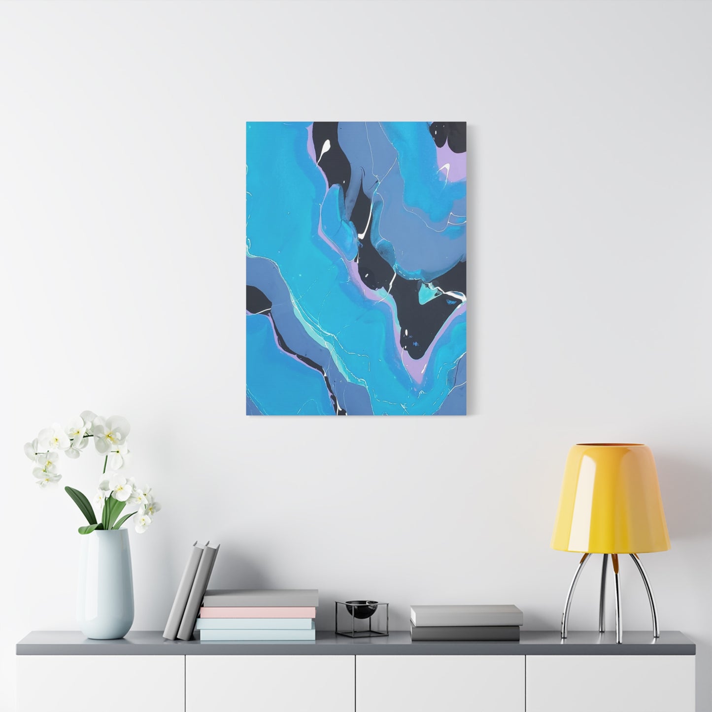 Abstract Blue Fluid Art Canvas Print — Matte Stretched Wall Art 1.25"