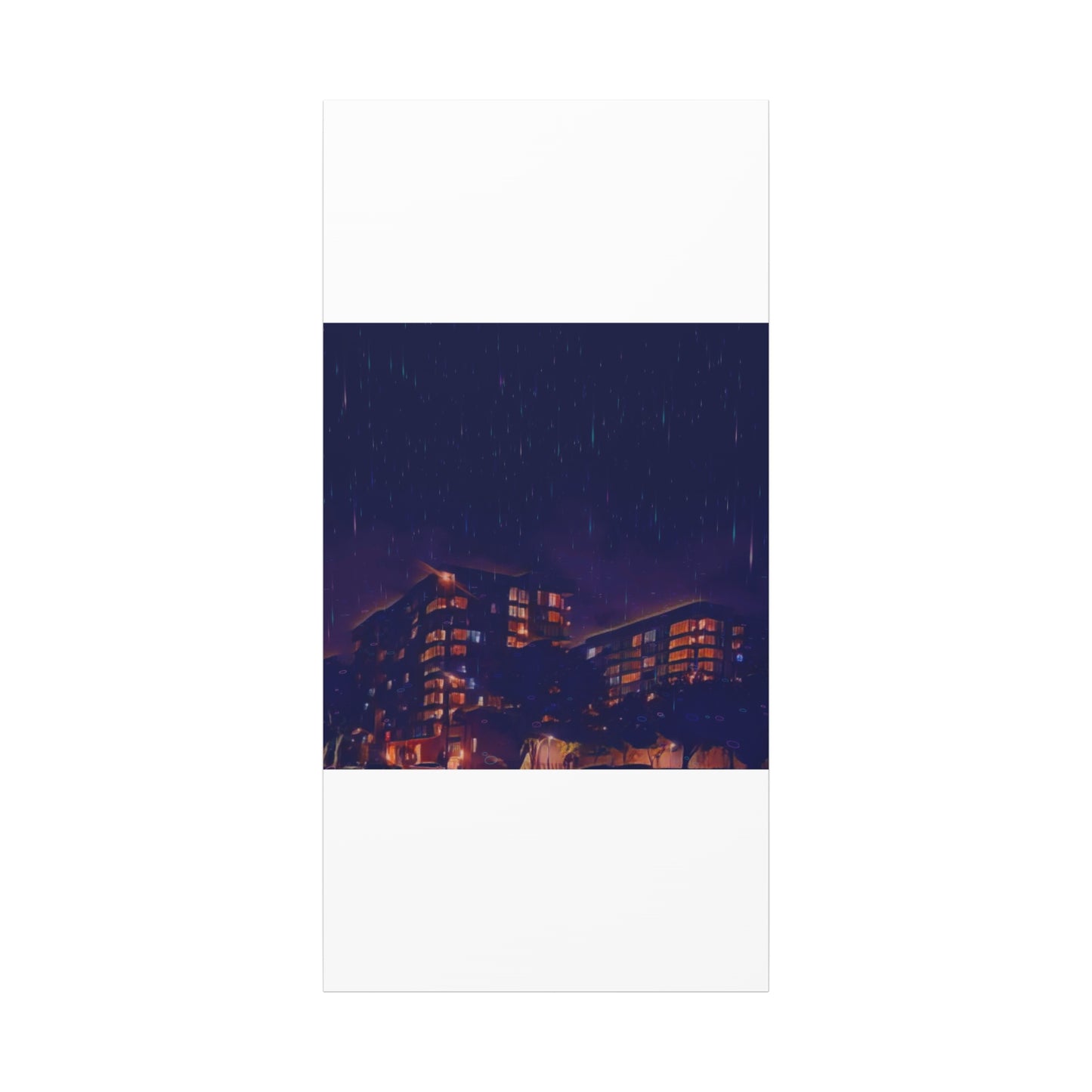 Neon Percipitation @ night - Canvas Print — Moody Urban Wall Art