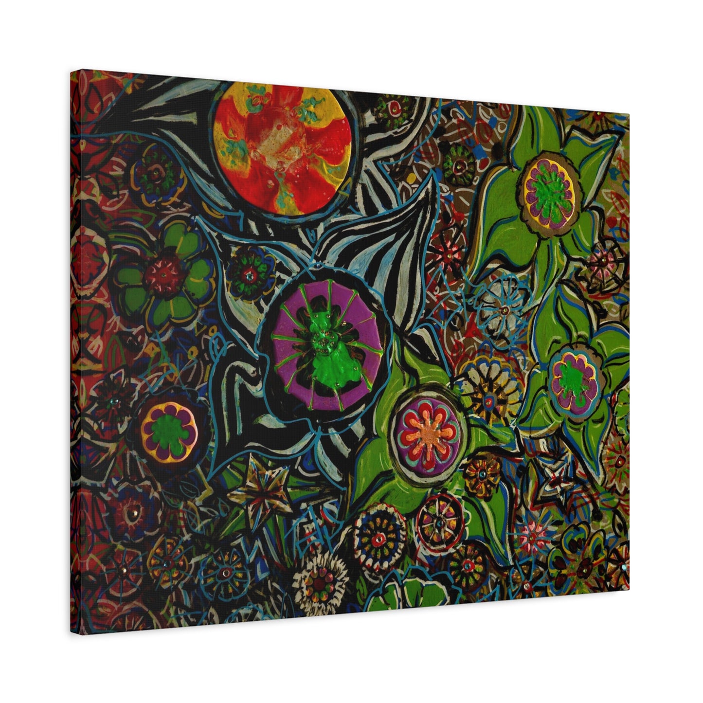 Urban_gardening-03 - Psychedelic Floral Canvas Print — Vibrant Abstract Garden Wall Art