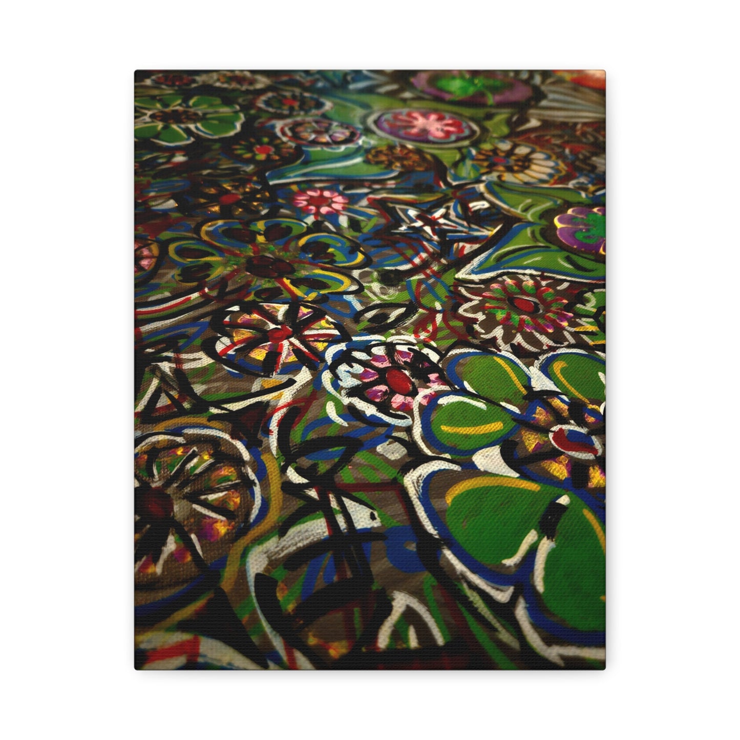 Urban_Gardening - Abstract Floral Canvas Print — Colorful Street-Art Style Stretched Wall Art