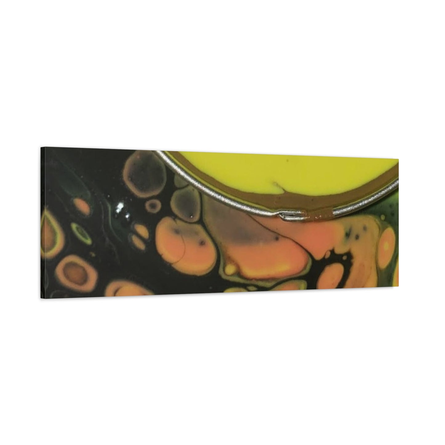 Abstract Fluid Art Canvas Print — Yellow & Black Cell Pour