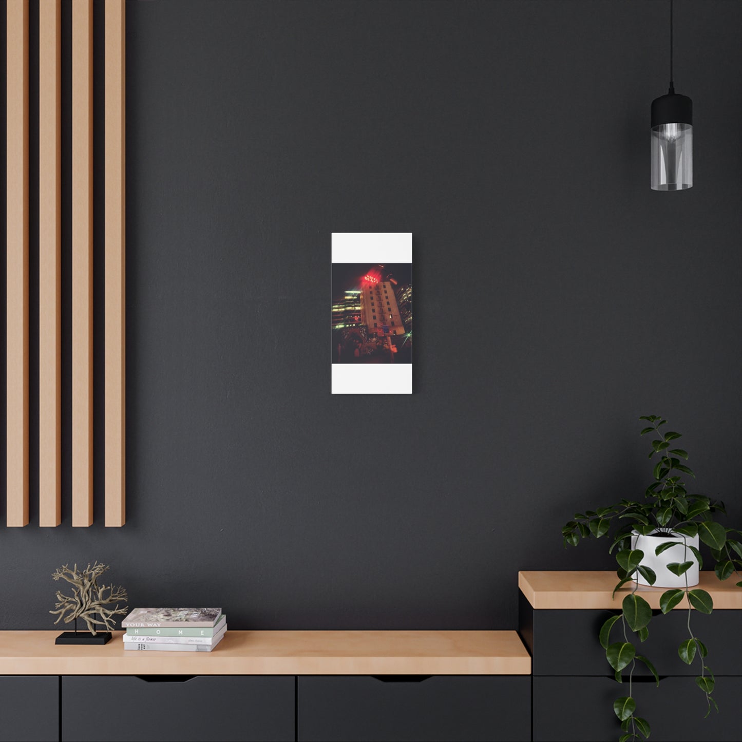 Hotel DeAnza - City Nightscape Canvas Print — Urban Street Art Building Matte Stretched 1.25"