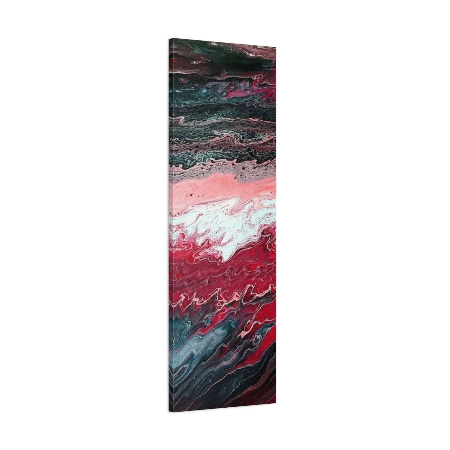 Abstract Pink & Red Fluid Art Canvas — Matte Stretched Wall Art