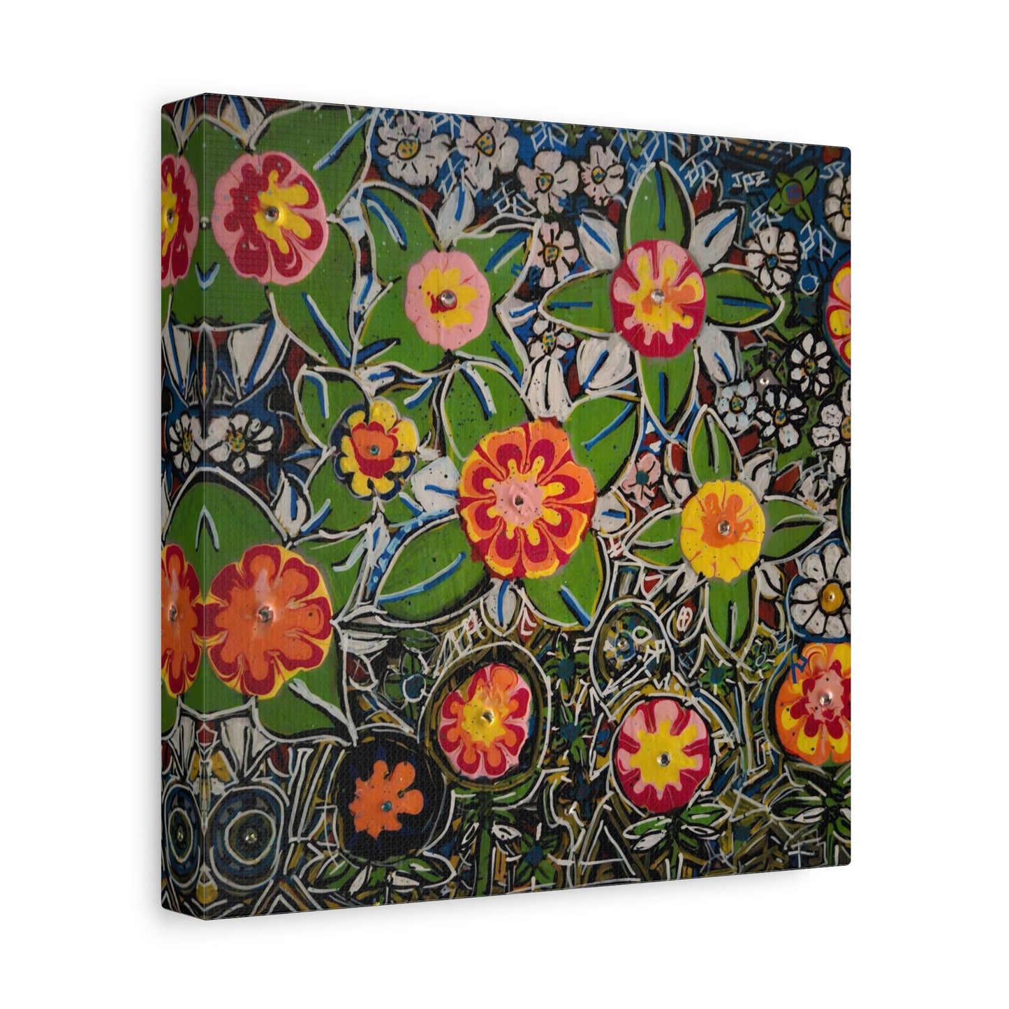 Urban_gardening-04 - Floral Pop Matte Stretched Canvas – Colorful Hand-Painted Garden Wall Art