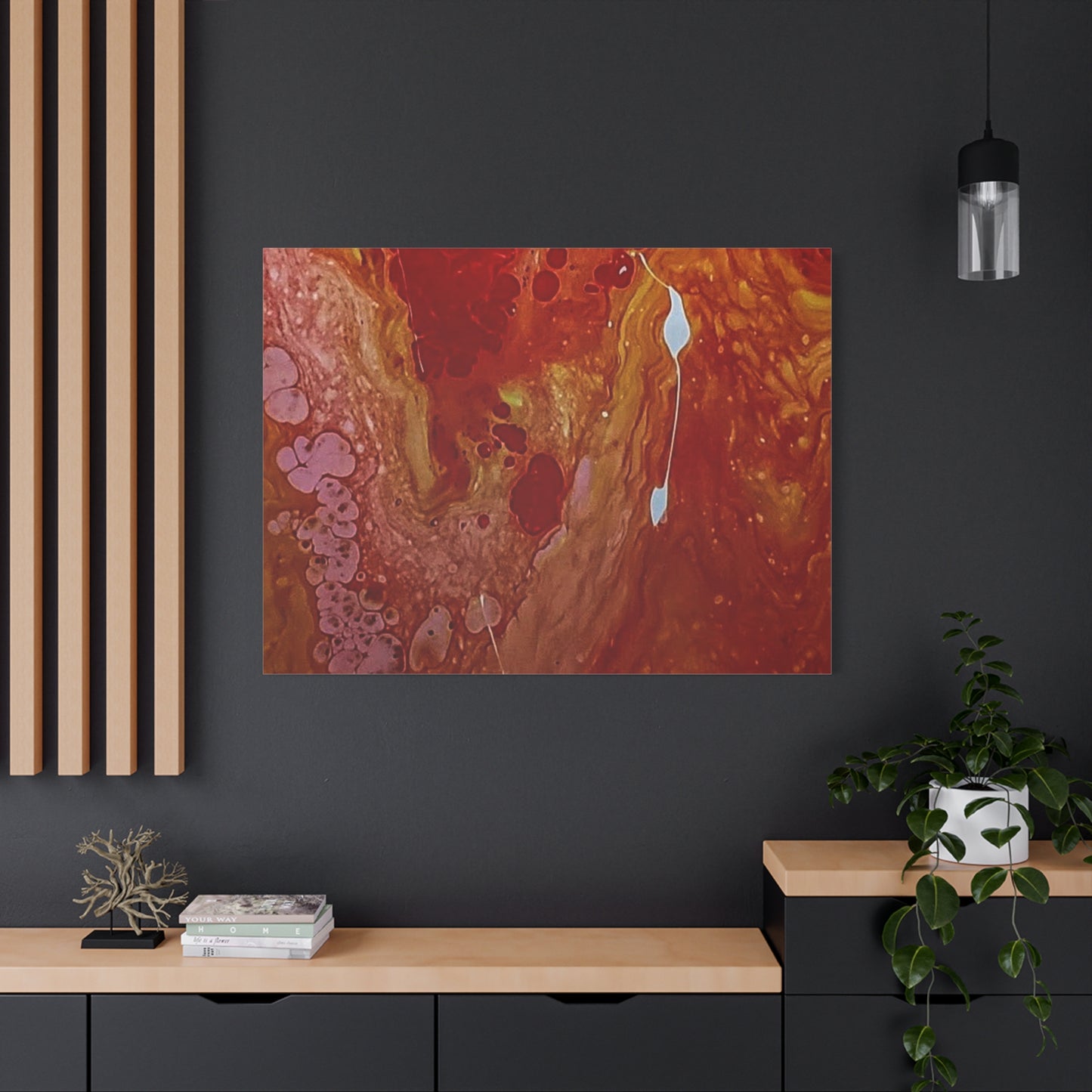 Abstract Red Fluid Art Canvas Print — Matte Stretched Wall Art