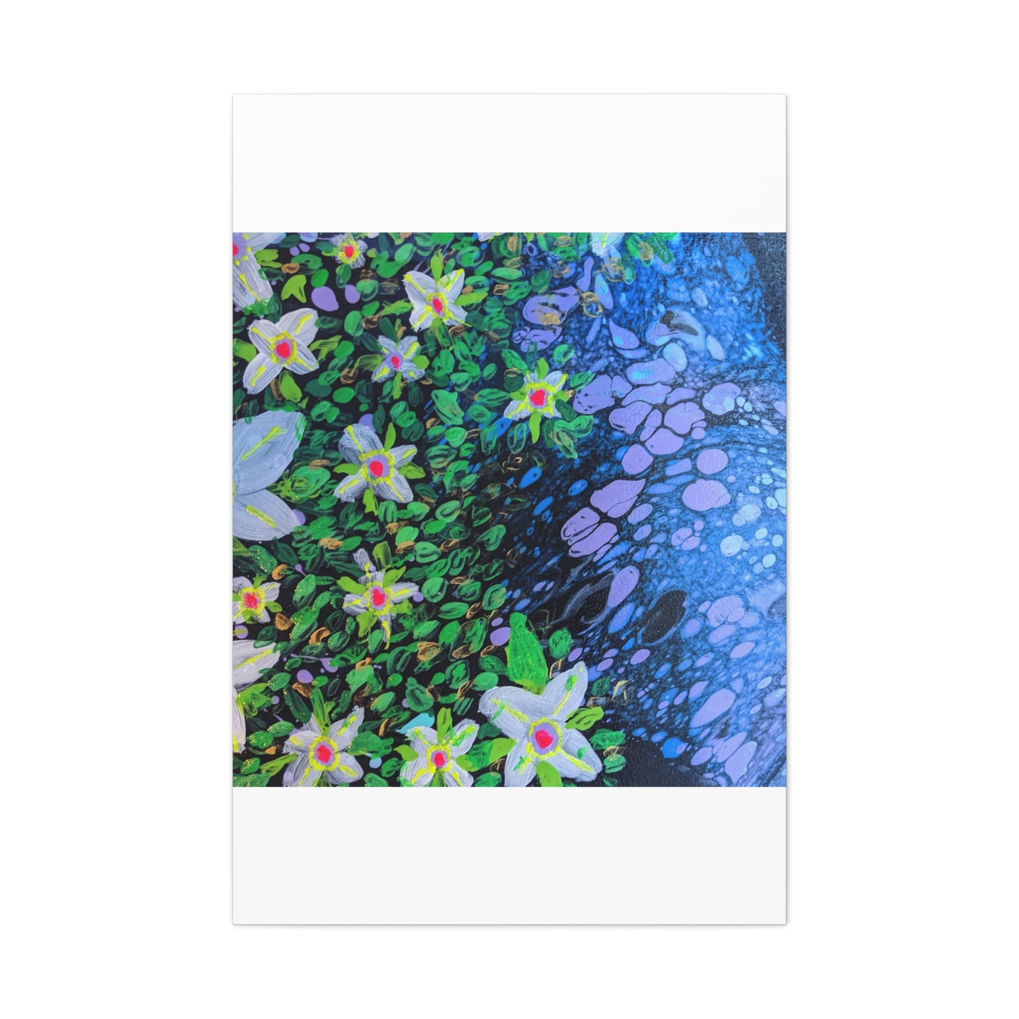 Floetrol&Flowers -  Reef Matte Canvas Wall Art — Blue & Green Abstract Flower Painting