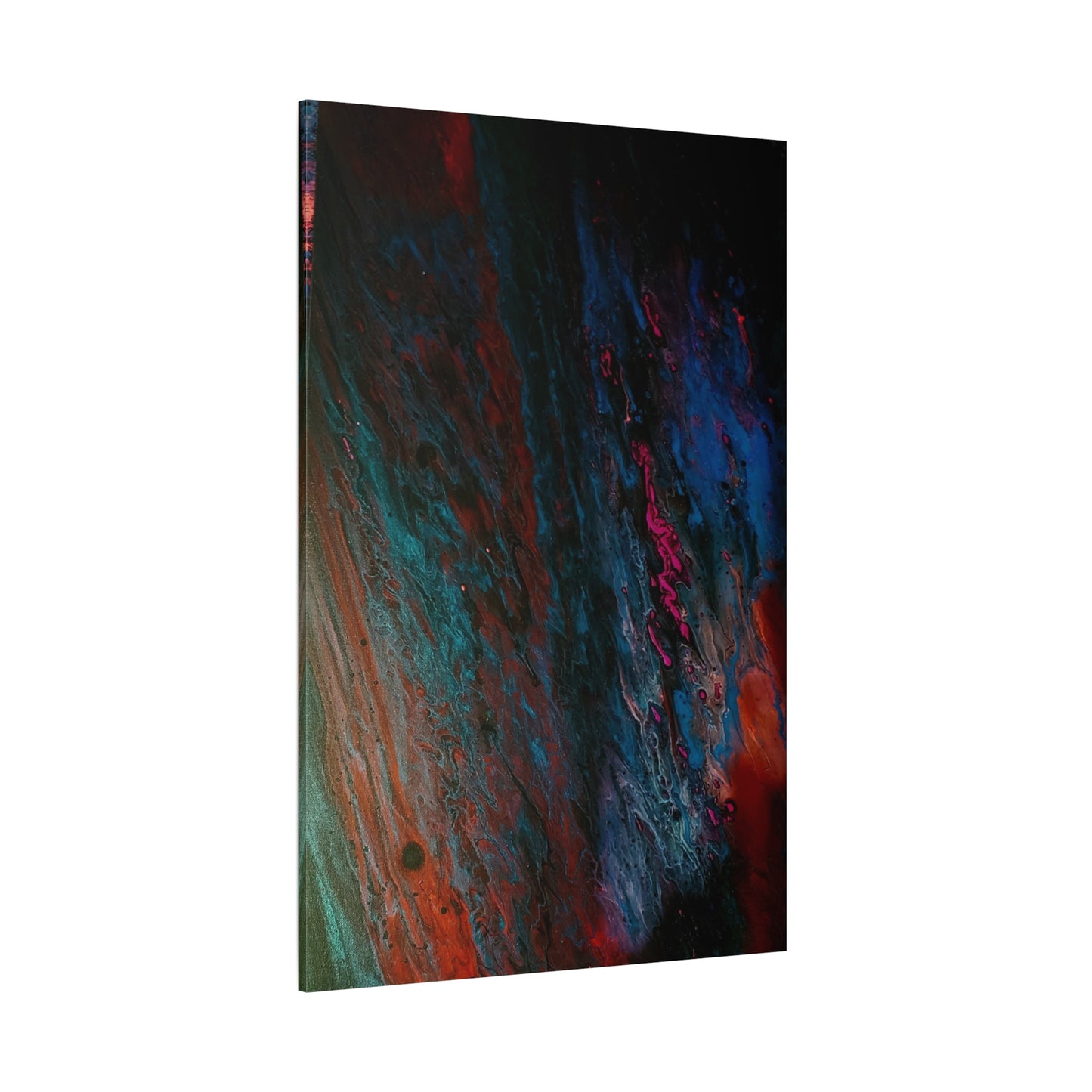 Abstract Fluid Art Canvas Wall Art - Jupiter pour — Vibrant Ocean Night Matte Stretched Canvas