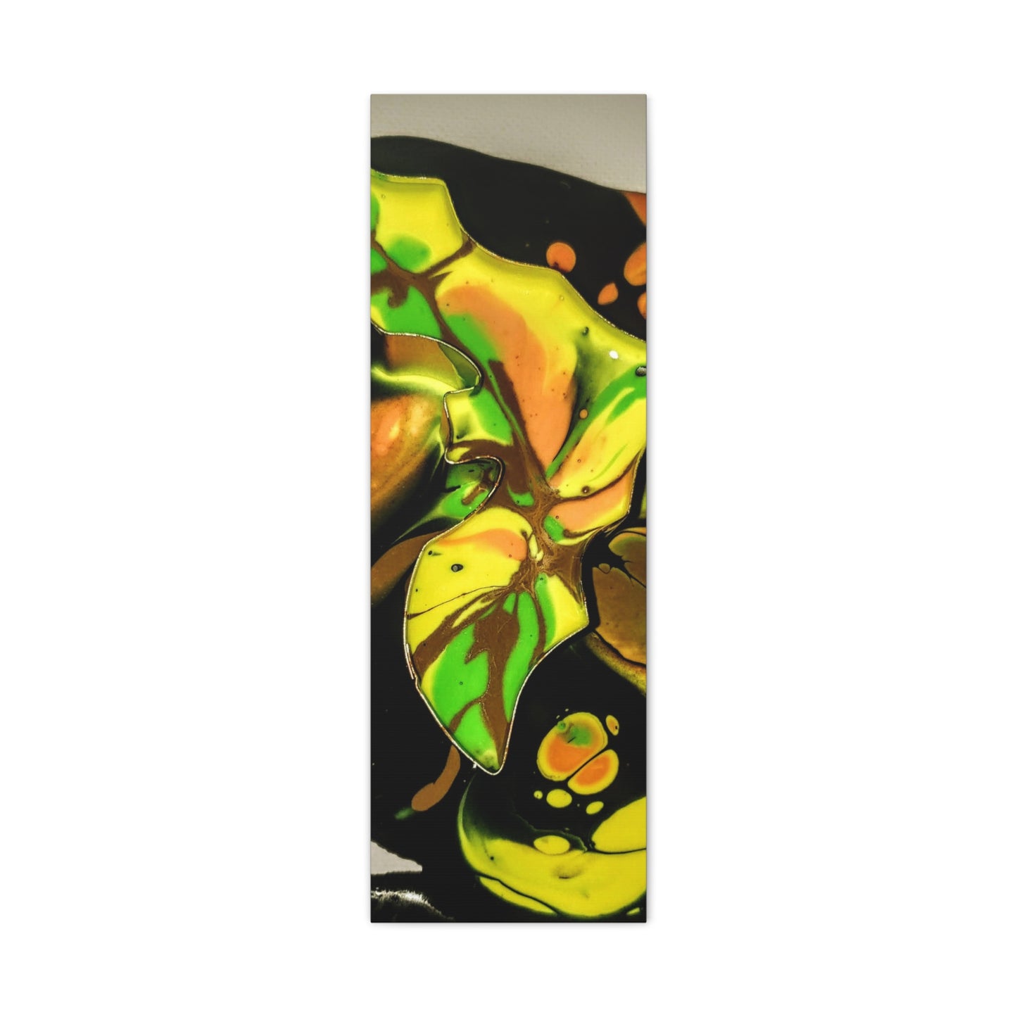 Abstract Green & Gold Fluid Art Matte Canvas Print (Stretched)