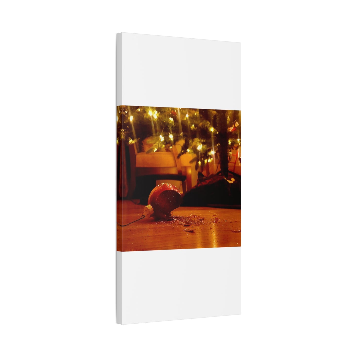 Christmas Tree Ornament Photo Canvas – Cozy Holiday Still Life Wall Art