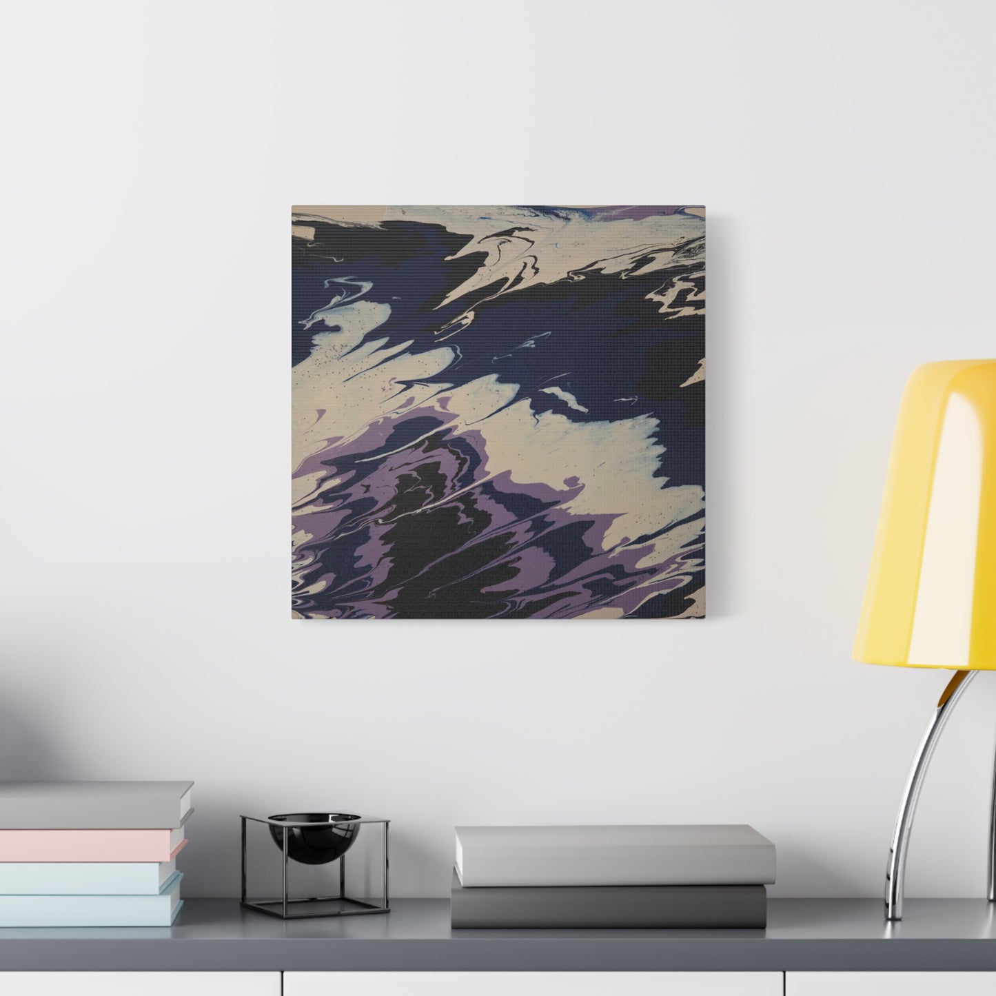 Abstract Navy & Lavender Wave Matte Stretched Canvas (1.25")