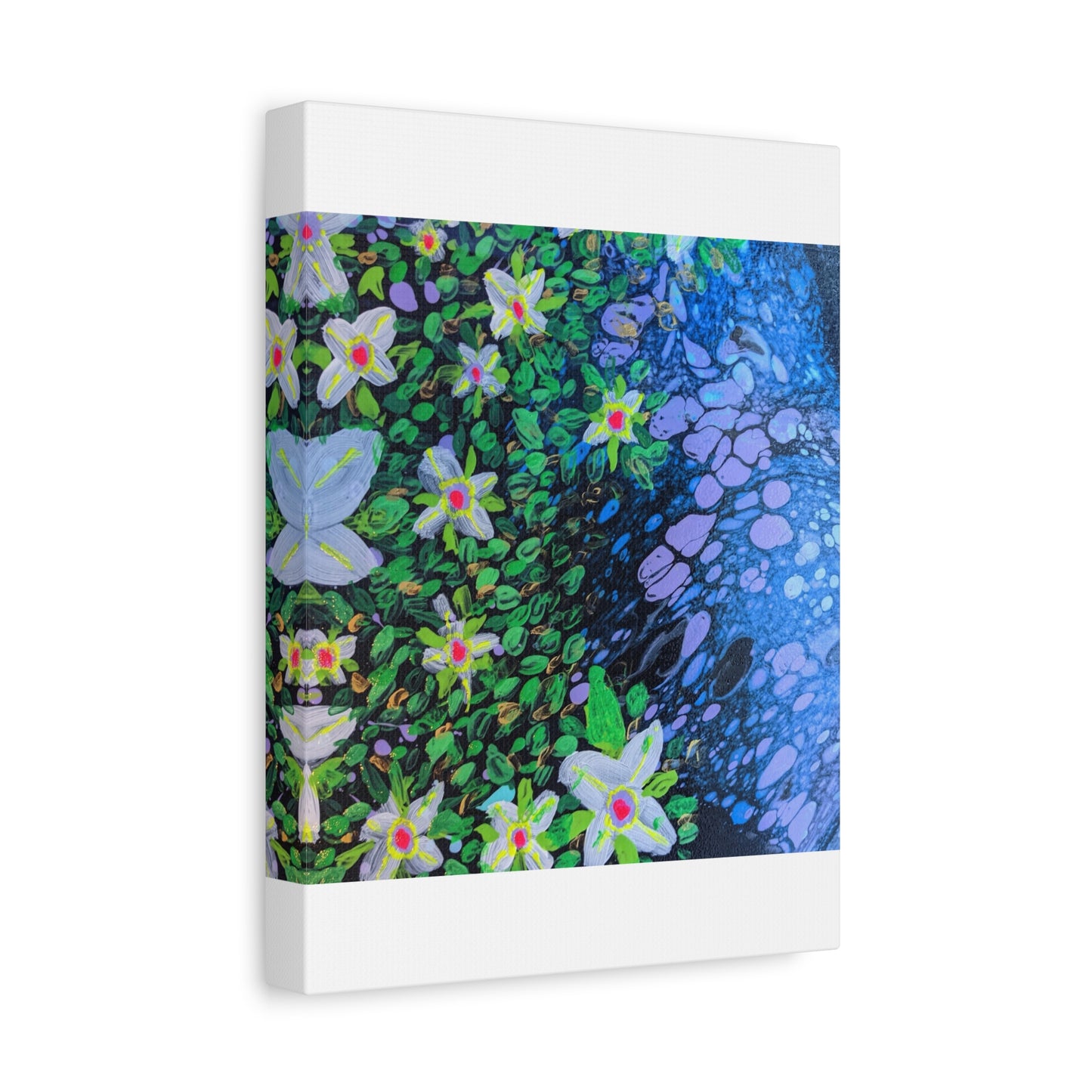 Floetrol&Flowers -  Reef Matte Canvas Wall Art — Blue & Green Abstract Flower Painting