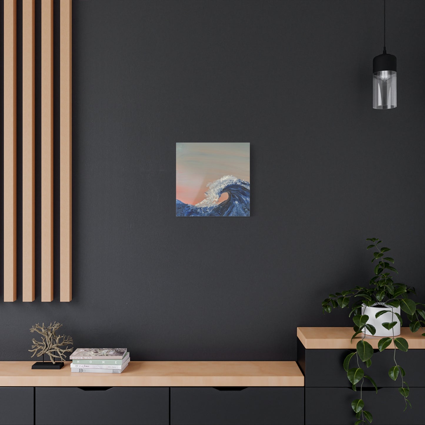 California_Coast - Ocean Wave Canvas Art — Blue Wave Seascape Matte Stretched Canvas