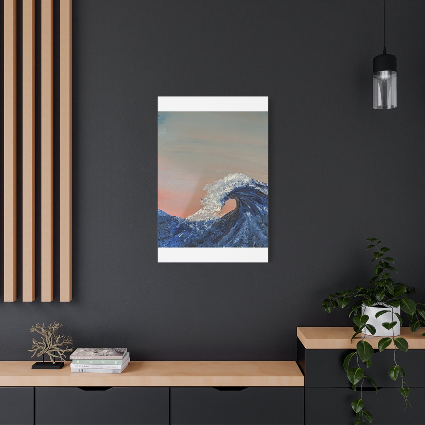 California_Coast - Ocean Wave Canvas Art — Blue Wave Seascape Matte Stretched Canvas