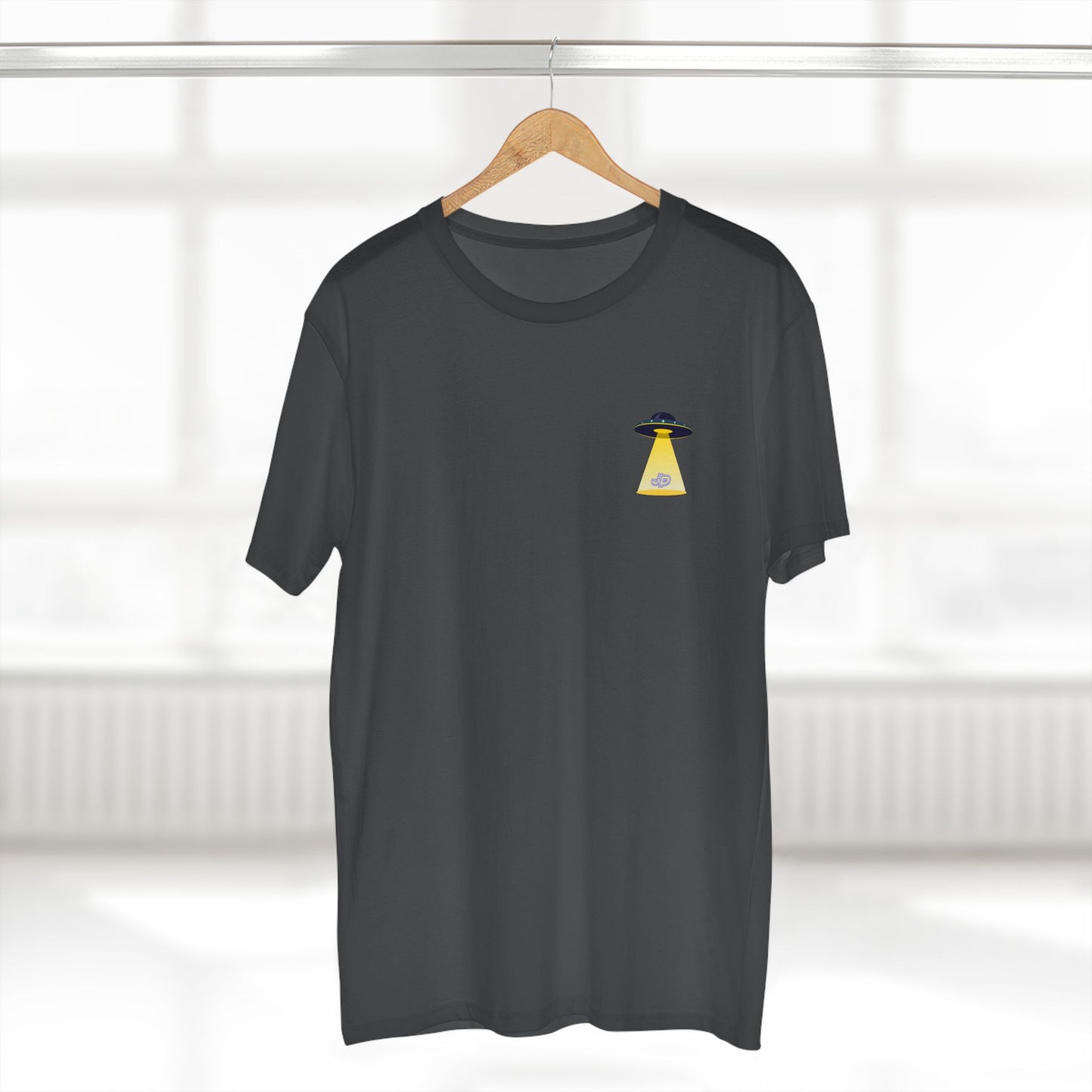 UFO Chest Pocket Tee — Retro Rocket Back Graphic Shirt