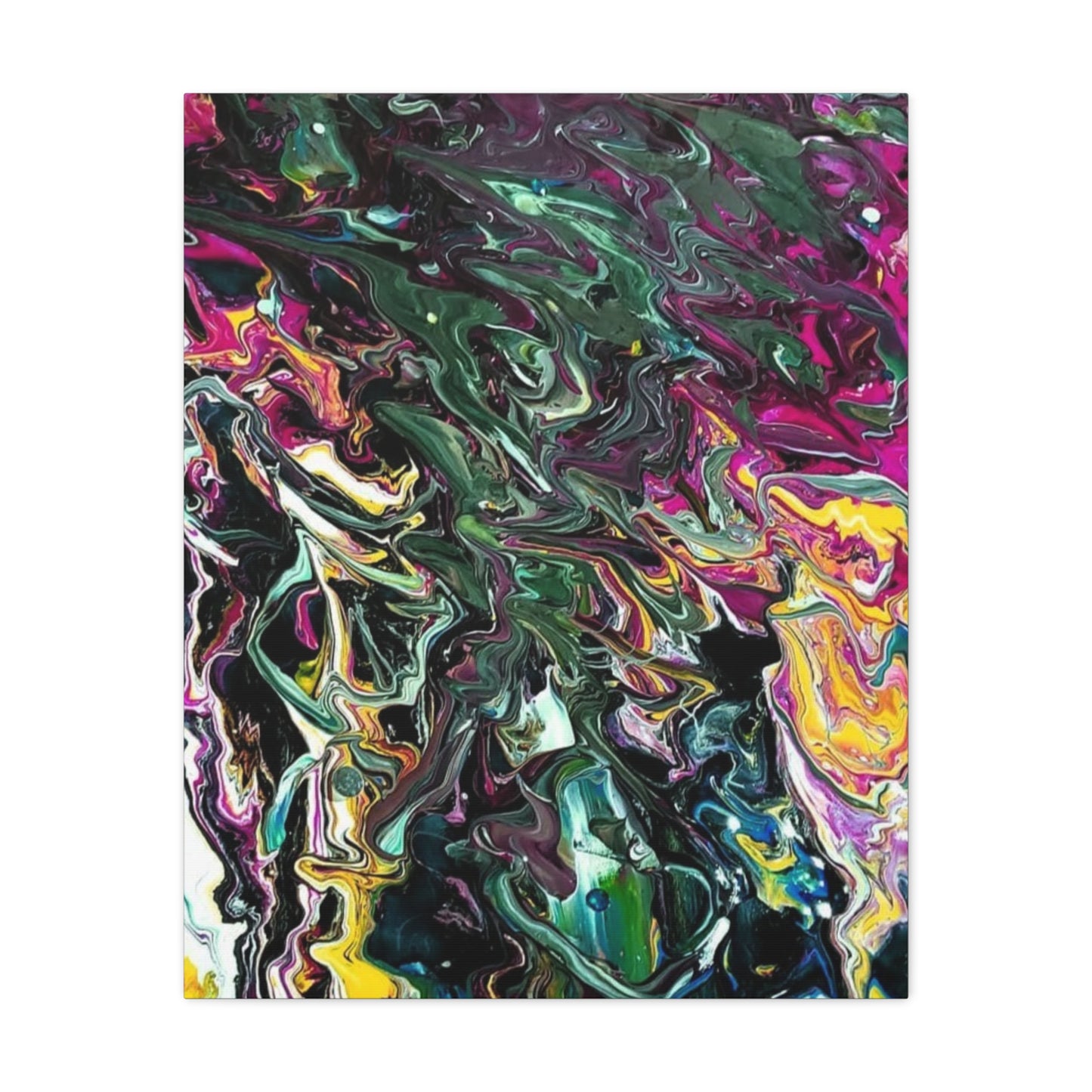 chaos in the garden - Abstract Fluid Art Matte Canvas Print - Colorful Swirl Wall Art