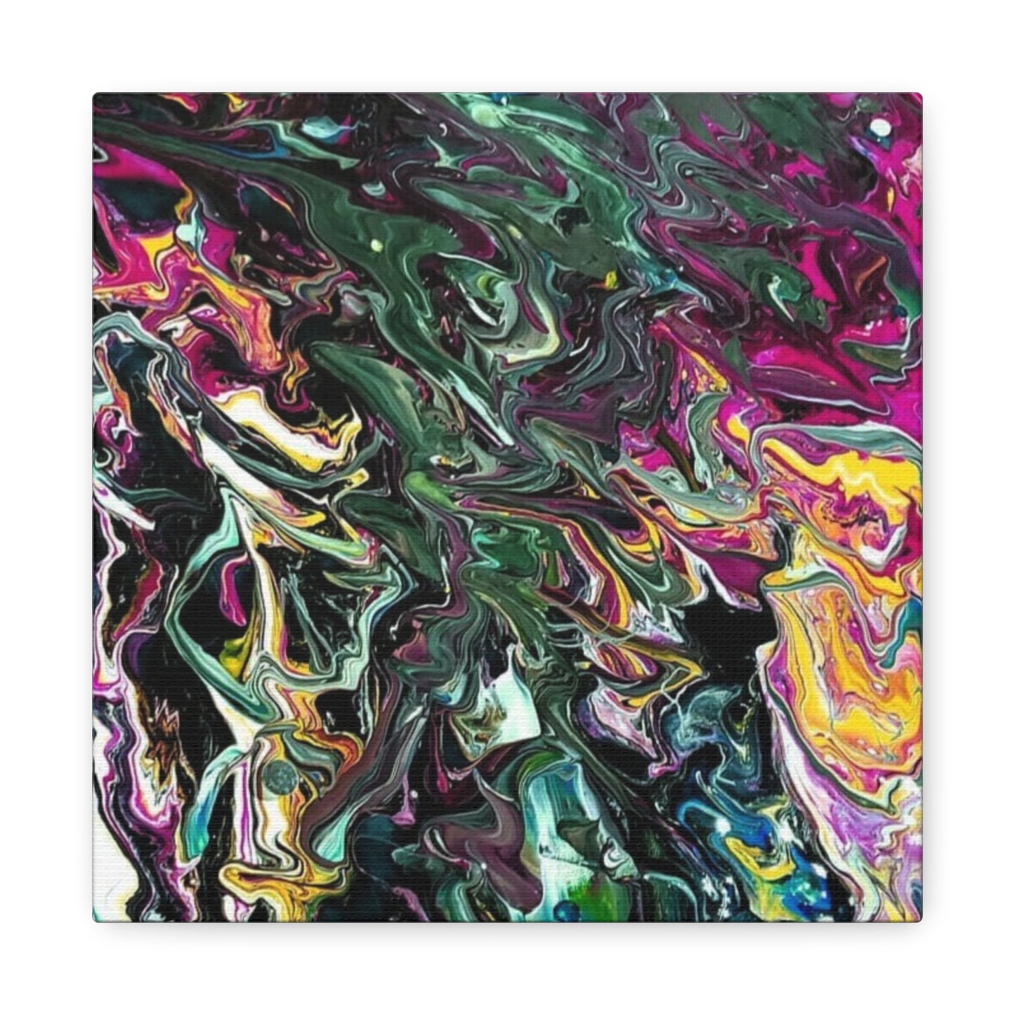 chaos in the garden - Abstract Fluid Art Matte Canvas Print - Colorful Swirl Wall Art