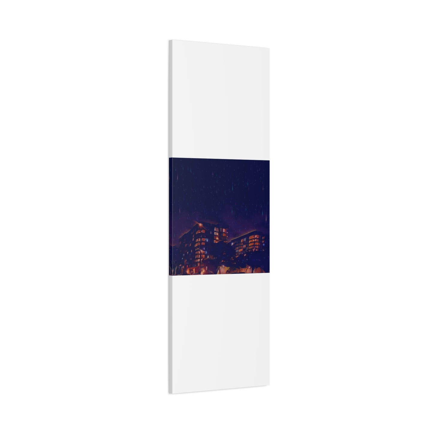 Neon Percipitation @ night - Canvas Print — Moody Urban Wall Art